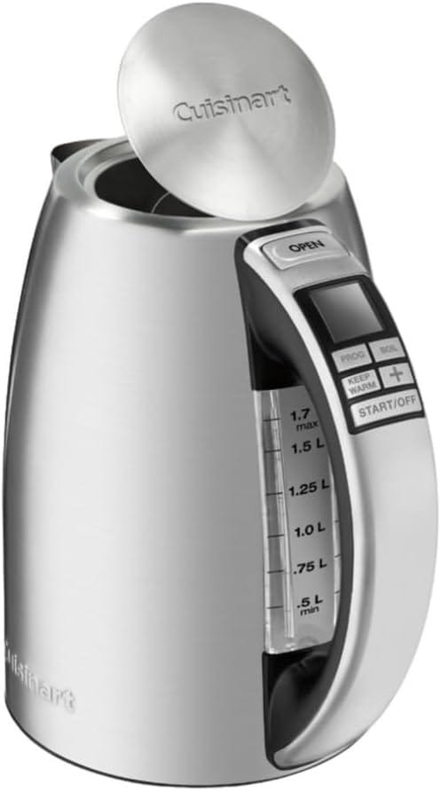 Cuisinart PerfecTemp 1.7-Liter 1500-Watt Stainless Steel Cordless Programmable Kettle with Six Presets, Stay-Cool Handle, and 360-Degree Swivel Power Base With LED display