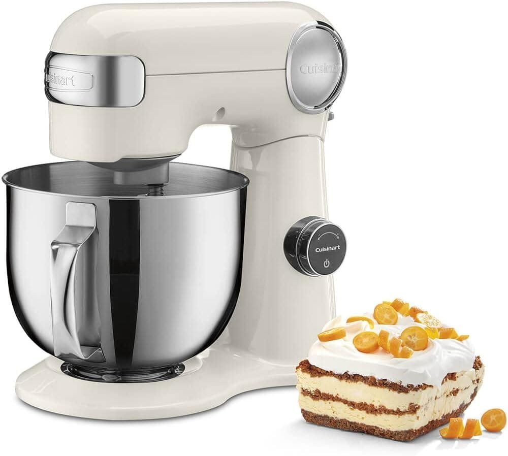 Cuisinart Stand Mixer, 12 Speed, 5.5 Quart Stainless Steel Bowl, Chef’s Whisk, Mixing Paddle, Dough Hook, Splash Guard w/ Pour Spout, White Linen, SM-50, Manual Cuisinart Stand Mixer, 12 Speed, 5.5 Quart Stainless Steel Bowl, Chef’s Whisk, Mixing Paddle, Dough Hook, Splash Guard w/ Pour Spout, White Linen, SM-50, Manual