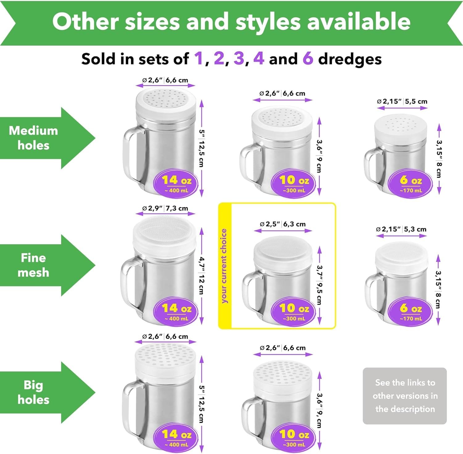 CUSINIUM Powdered Sugar Shaker Duster - With Handle - Cinnamon Shaker For Coffee Bar - Fine Mesh Dredge - 6 ounce, pack of 2 | Style: Fine CUSINIUM Powdered Sugar Shaker Duster - With Handle - Cinnamon Shaker For Coffee Bar - Fine Mesh Dredge - 6 ounce, pack of 2 | Style: Fine