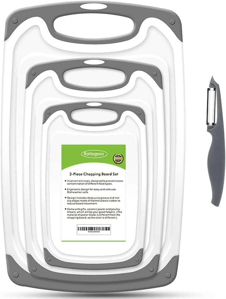 Cutting Boards for Kitchen, Plastic Chopping Board Set of 4 with Non-Slip Feet and Deep Drip Juice Groove, Easy Grip Handle, BPA Free, Non-porous, Dishwasher Safe Cutting Boards for Kitchen, Plastic Chopping Board Set of 4 with Non-Slip Feet and Deep Drip Juice Groove, Easy Grip Handle, BPA Free, Non-porous, Dishwasher Safe