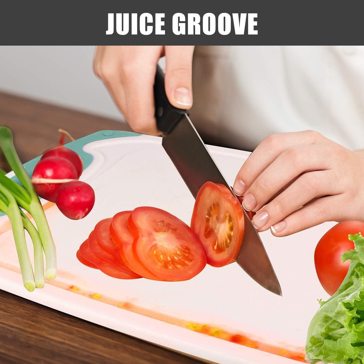Cutting Boards for Kitchen, Plastic Chopping Board Set of 4 with Non-Slip Feet and Deep Drip Juice Groove, Easy Grip Handle, BPA Free, Non-porous, Dishwasher Safe Cutting Boards for Kitchen, Plastic Chopping Board Set of 4 with Non-Slip Feet and Deep Drip Juice Groove, Easy Grip Handle, BPA Free, Non-porous, Dishwasher Safe