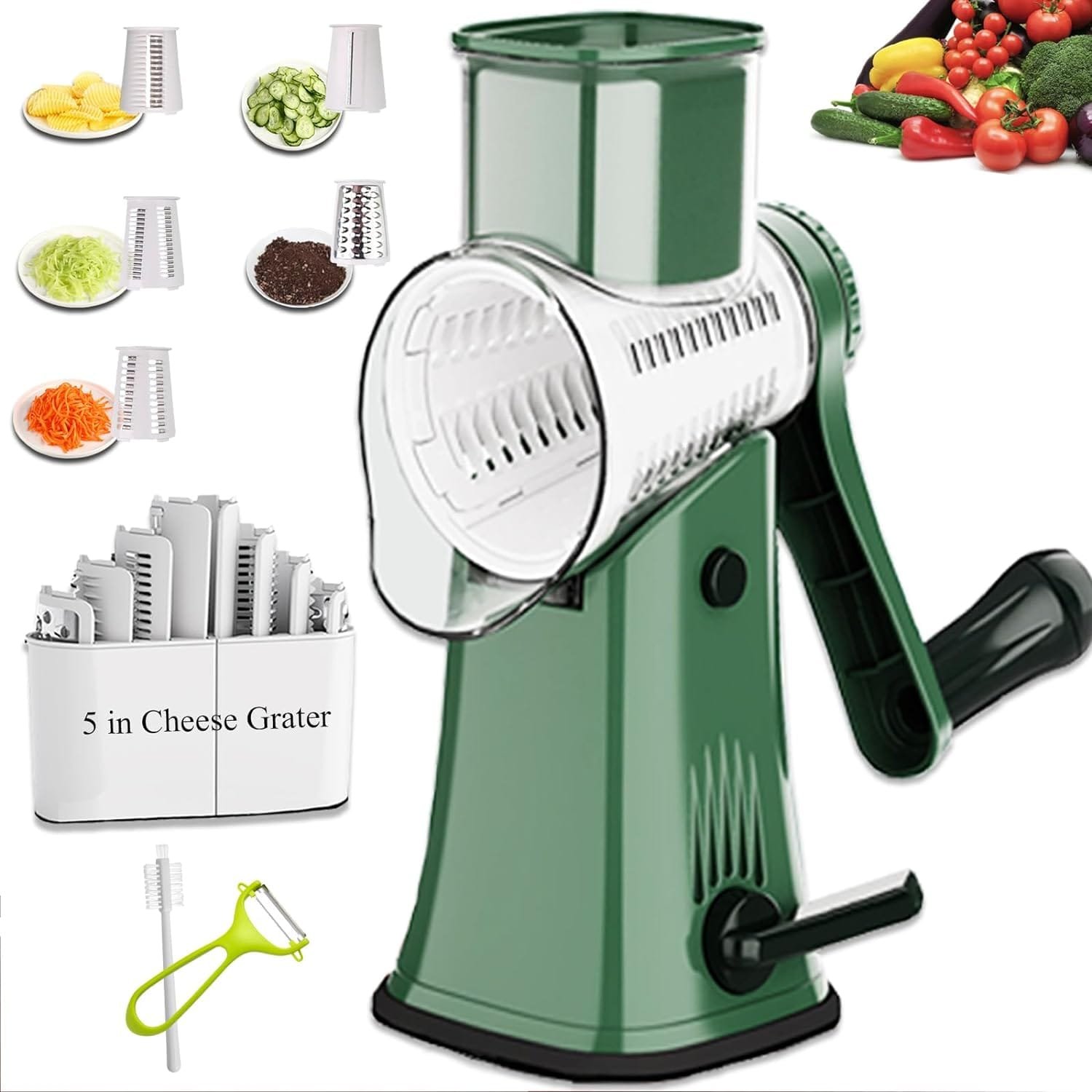 dachenus-cheese-grater-5-in1-rotary-cheese-graterversatile-cheese-shredderblades-for-shredding-grating-slicingcheese-shr - Cooking Appliance World