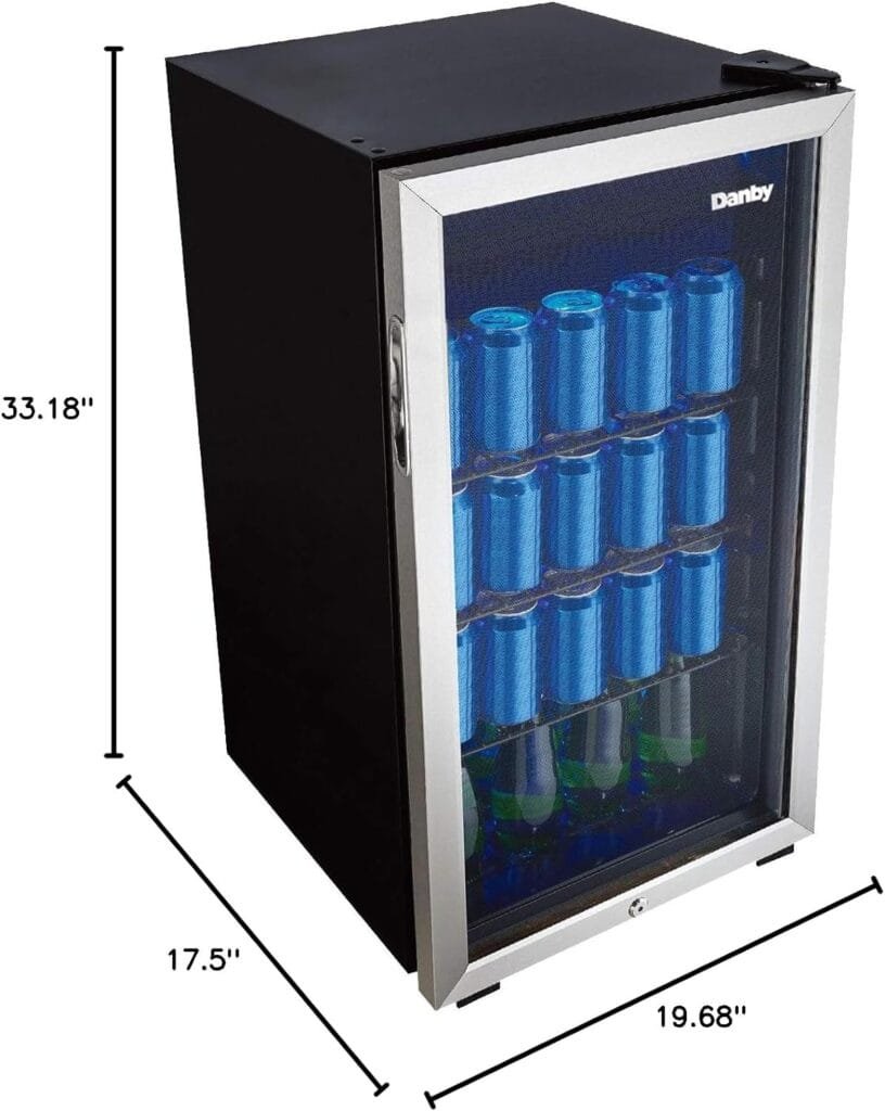 Danby DBC117A1BSSDB-6 117 Can Beverage Center, 3.1 Cu.Ft. Freestanding Drinks Refrigerator for Basement, Dining, Living Room-Bar Fridge Perfect for Beer, Pop, Water, Black/Grey Danby DBC117A1BSSDB-6 117 Can Beverage Center, 3.1 Cu.Ft. Freestanding Drinks Refrigerator for Basement, Dining, Living Room-Bar Fridge Perfect for Beer, Pop, Water, Black/Grey