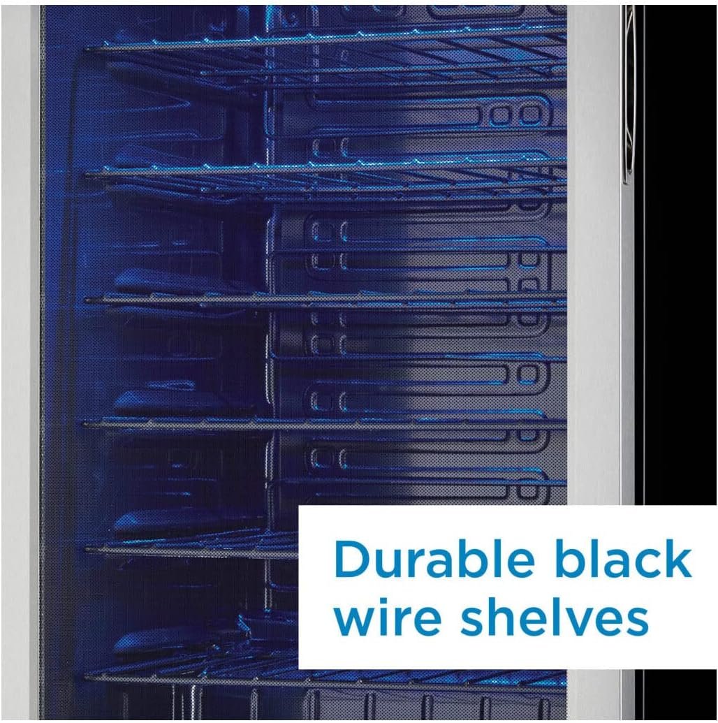 Danby DWC036A2BDB-6 3.3 Cu. Ft. Free Standing Wine Cooler, Holds 36 Bottles, Single Zone Drinks Fridge with Glass Door-Beverage Chiller for Kitchen, Home Bar, in Black