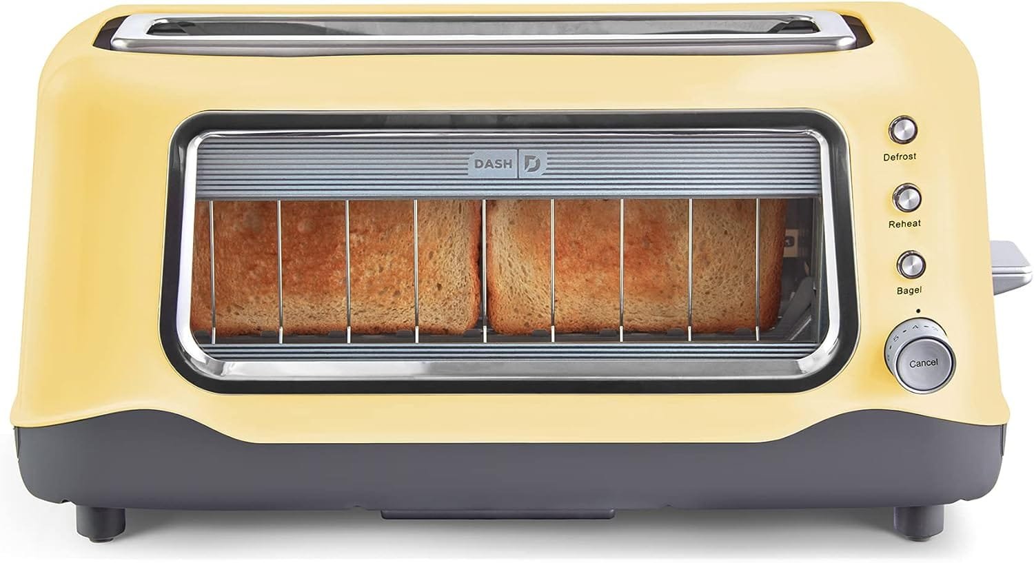 DASH Clear View Toaster: Extra Wide Slot Toaster with See Through Window - Defrost, Reheat + Auto Shut Off Feature for Bagels, Specialty Breads  other Baked Goods - White