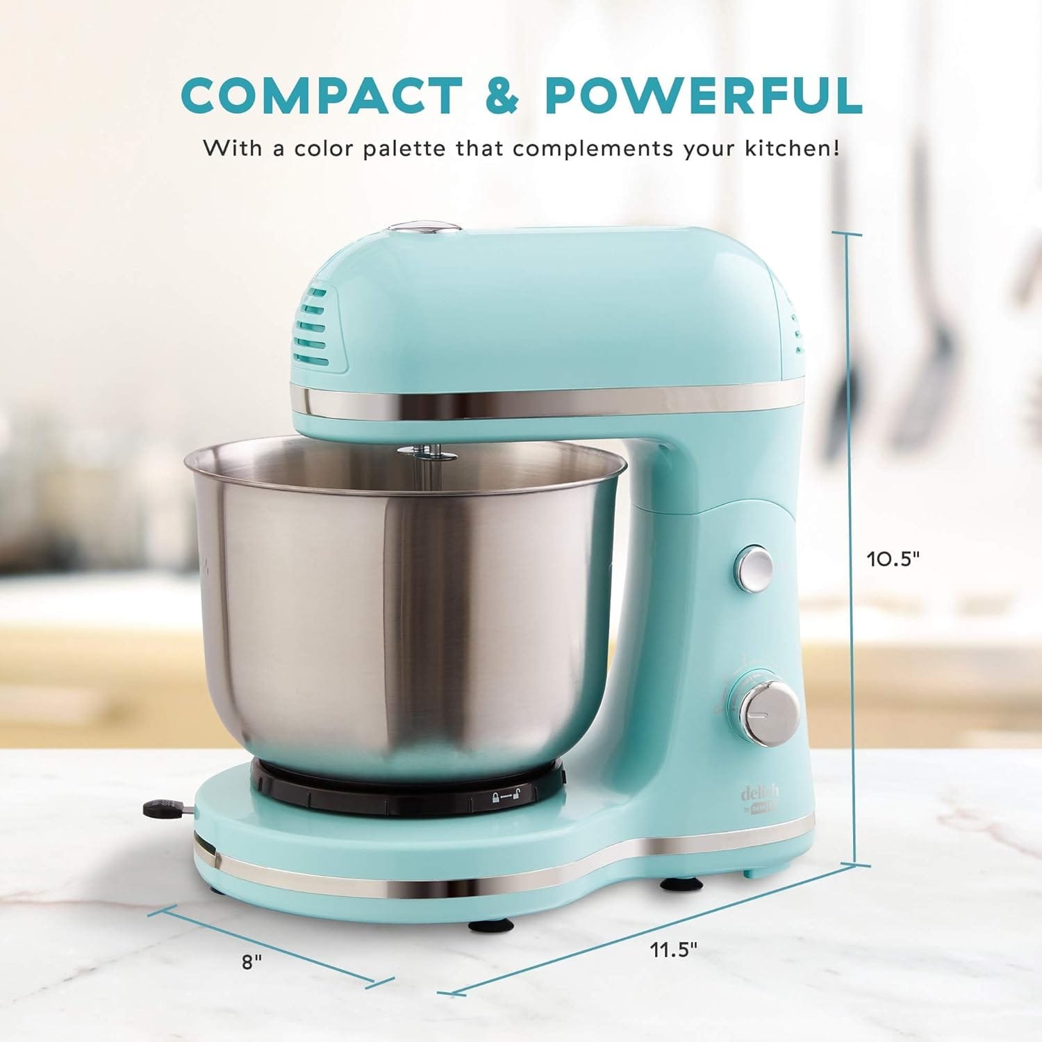 DASH Delish by DASH Compact Stand Mixer, 3.5 Quart with Beaters Dough Hooks Included - Blue DASH Delish by DASH Compact Stand Mixer, 3.5 Quart with Beaters Dough Hooks Included - Blue