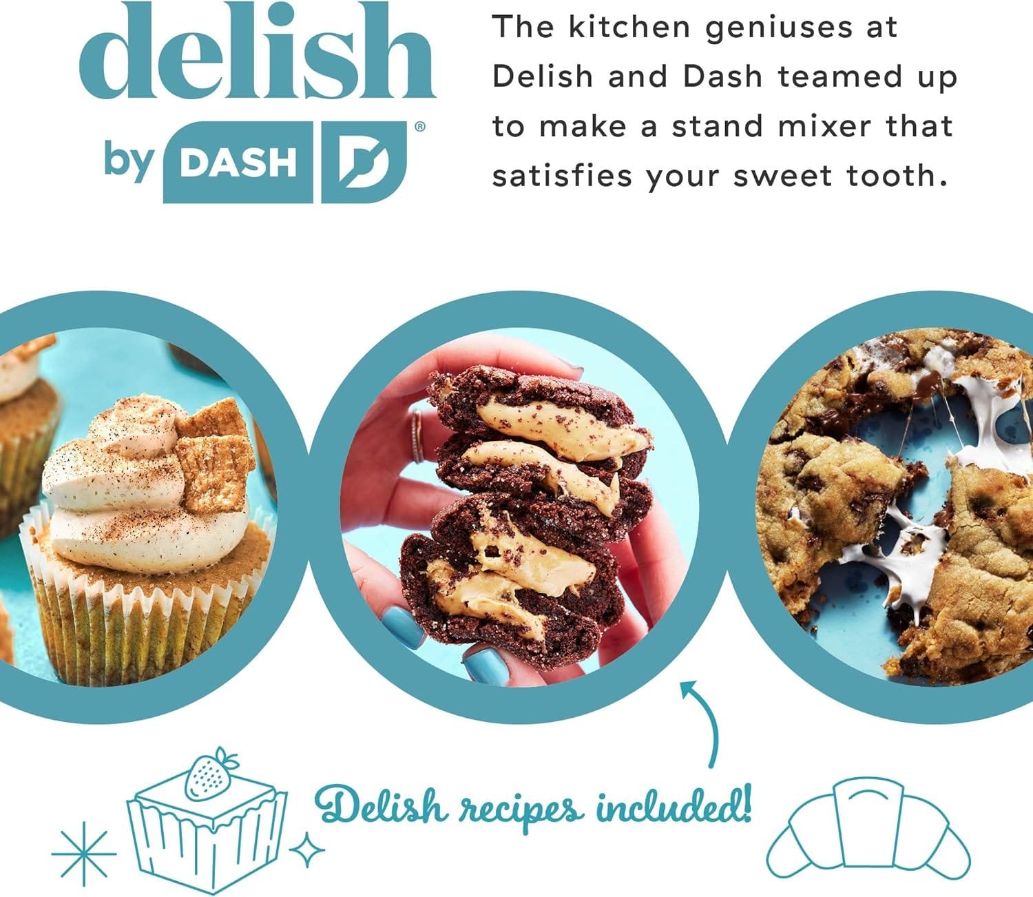 DASH Delish by DASH Compact Stand Mixer, 3.5 Quart with Beaters Dough Hooks Included - Blue DASH Delish by DASH Compact Stand Mixer, 3.5 Quart with Beaters Dough Hooks Included - Blue