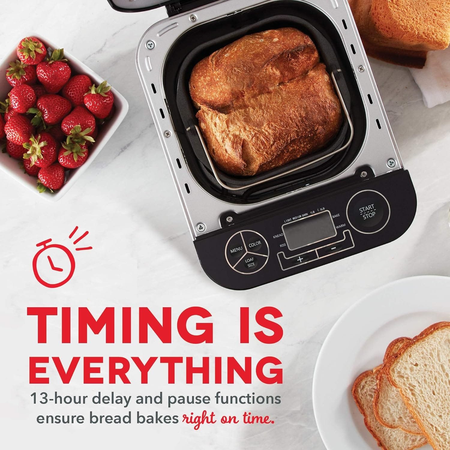 Dash Everyday Stainless Steel Bread Maker, Up to 1.5lb Loaf, Programmable, 12 Settings + Gluten Free Automatic Filling Dispenser - Black Dash Everyday Stainless Steel Bread Maker, Up to 1.5lb Loaf, Programmable, 12 Settings + Gluten Free Automatic Filling Dispenser - Black