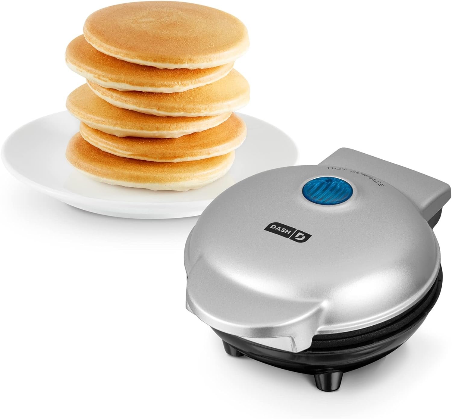DASH Mini Maker Electric Round Griddle for Individual Pancakes, Cookies, Eggs other on the go Breakfast, Lunch Snacks with Indicator Light + Included Recipe Book - Silver DASH Mini Maker Electric Round Griddle for Individual Pancakes, Cookies, Eggs other on the go Breakfast, Lunch Snacks with Indicator Light + Included Recipe Book - Silver