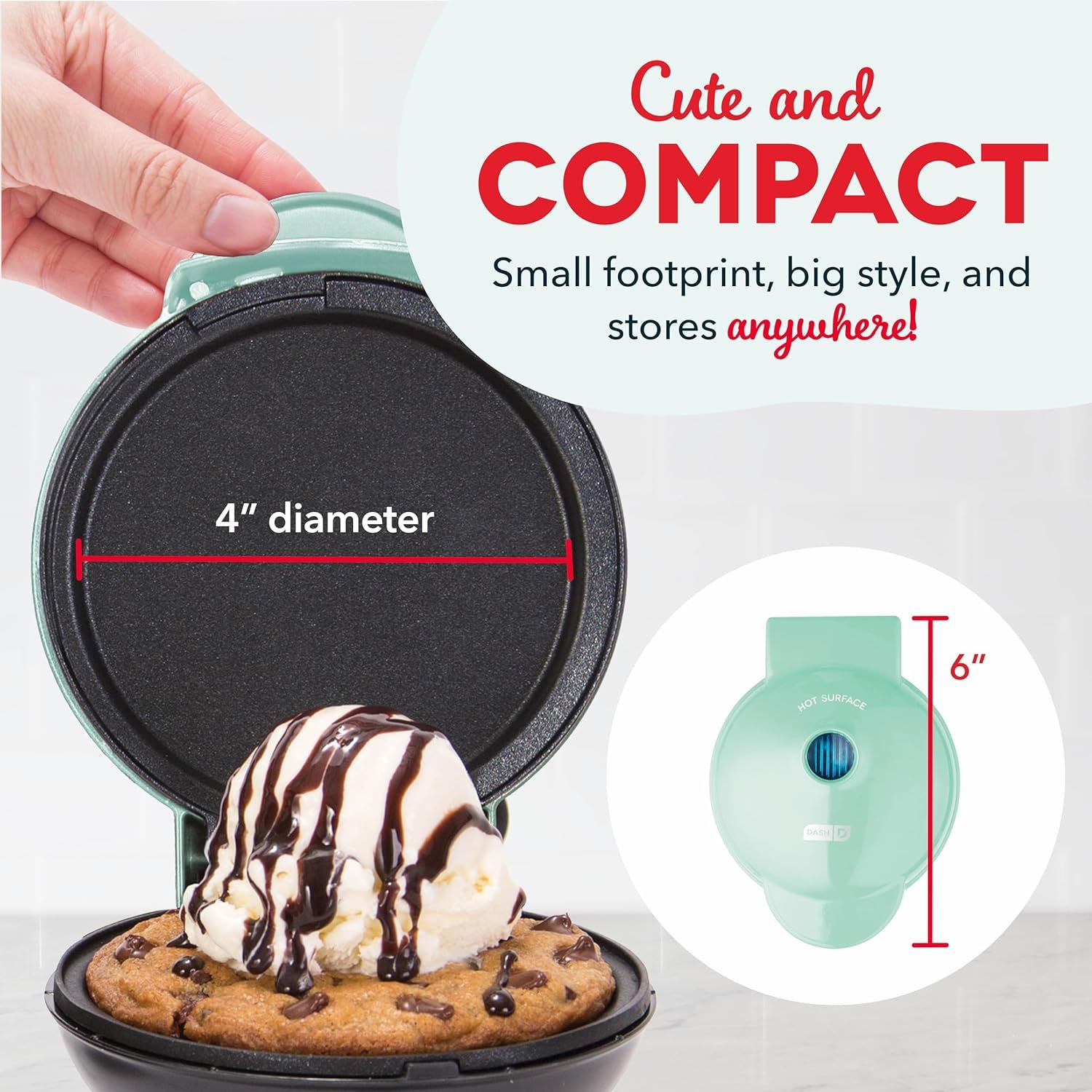 DASH Mini Maker Electric Round Griddle for Individual Pancakes, Cookies, Eggs other on the go Breakfast, Lunch Snacks with Indicator Light + Included Recipe Book - Silver DASH Mini Maker Electric Round Griddle for Individual Pancakes, Cookies, Eggs other on the go Breakfast, Lunch Snacks with Indicator Light + Included Recipe Book - Silver