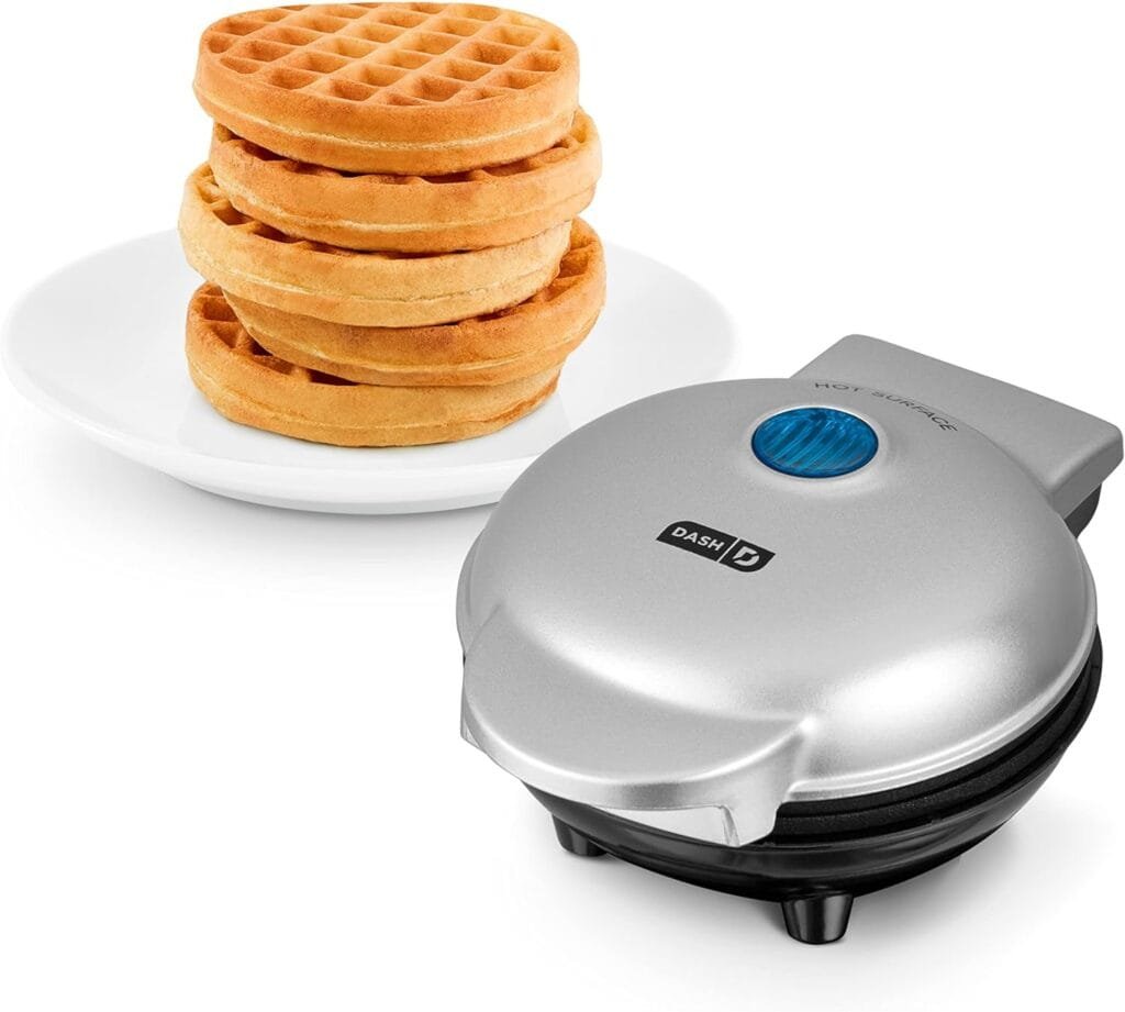 DASH Mini Maker for Individual Waffles, Hash Browns, Keto Chaffles with Easy to Clean, Non-Stick Surfaces, 4 Inch, Aqua