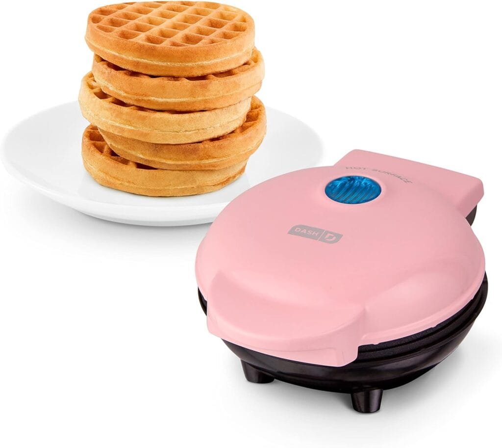 DASH Mini Maker for Individual Waffles, Hash Browns, Keto Chaffles with Easy to Clean, Non-Stick Surfaces, 4 Inch, Aqua
