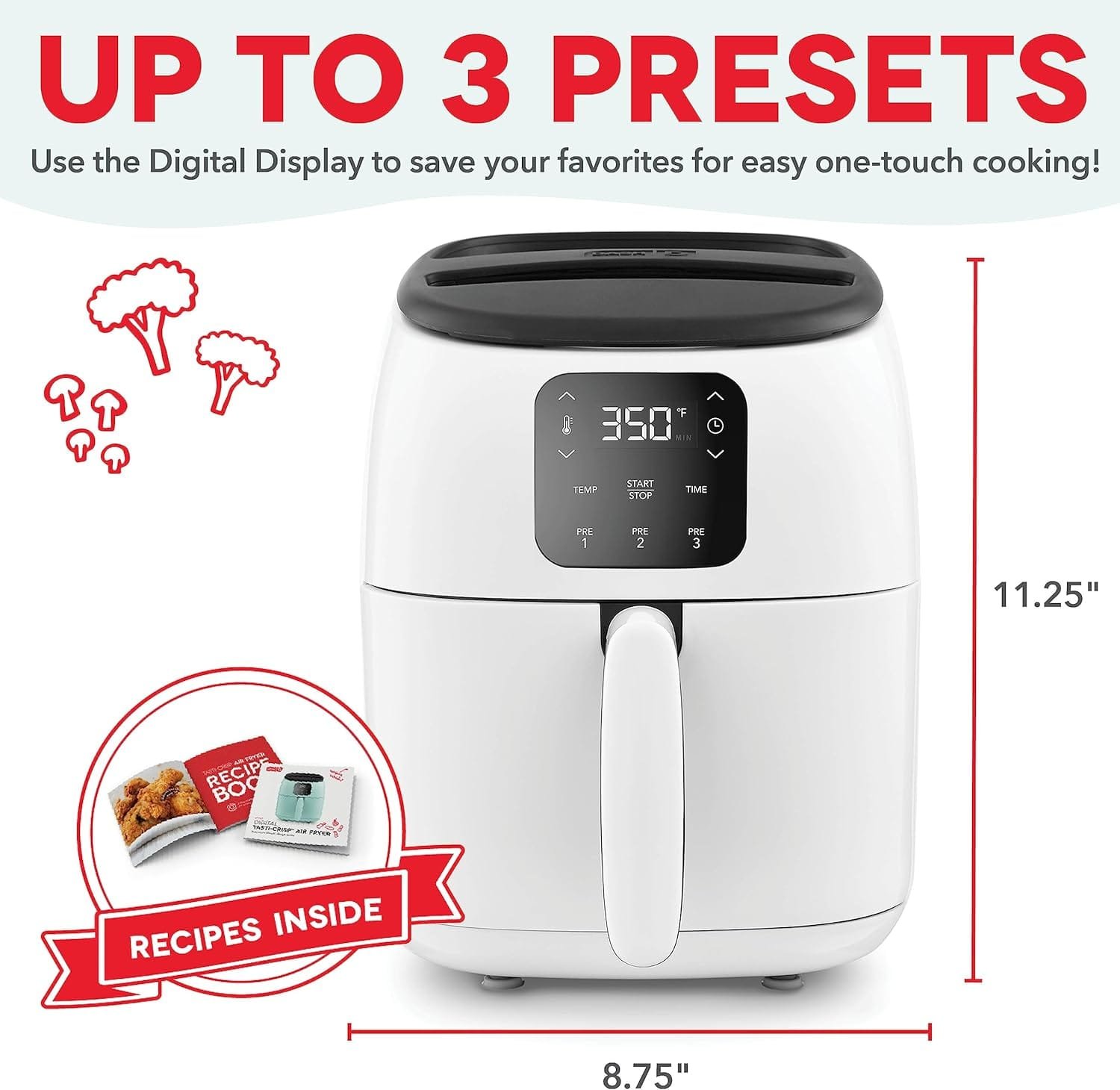 DASH Tasti-Crisp™ Electric Air Fryer Oven, 2.6 Qt., Aqua – Compact Air Fryer for Healthier Food in Minutes, Ideal for Small Spaces - Auto Shut Off, Digital, 1000-Watt