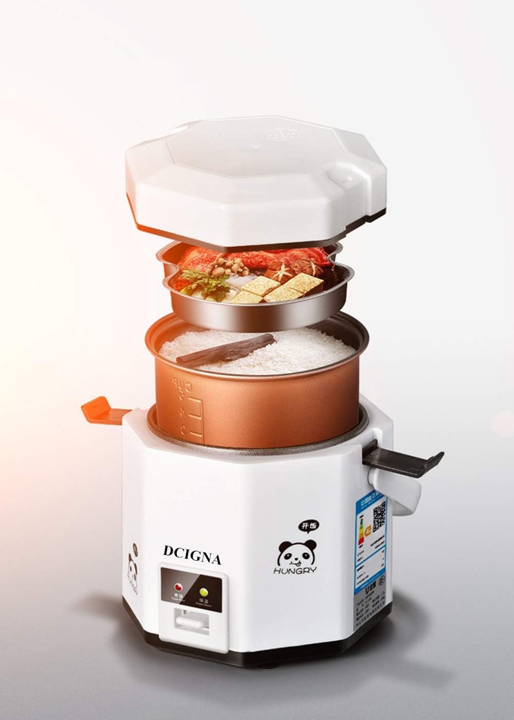 DCIGNA 1.2L Mini Rice Cooker, Electric Lunch Box, Travel, Small, Removable Non-stick Pot, Keep Warm Function, Suitable For 1-2 People - For Cooking Soup, Rice, Stews, Grains  Oatmeal