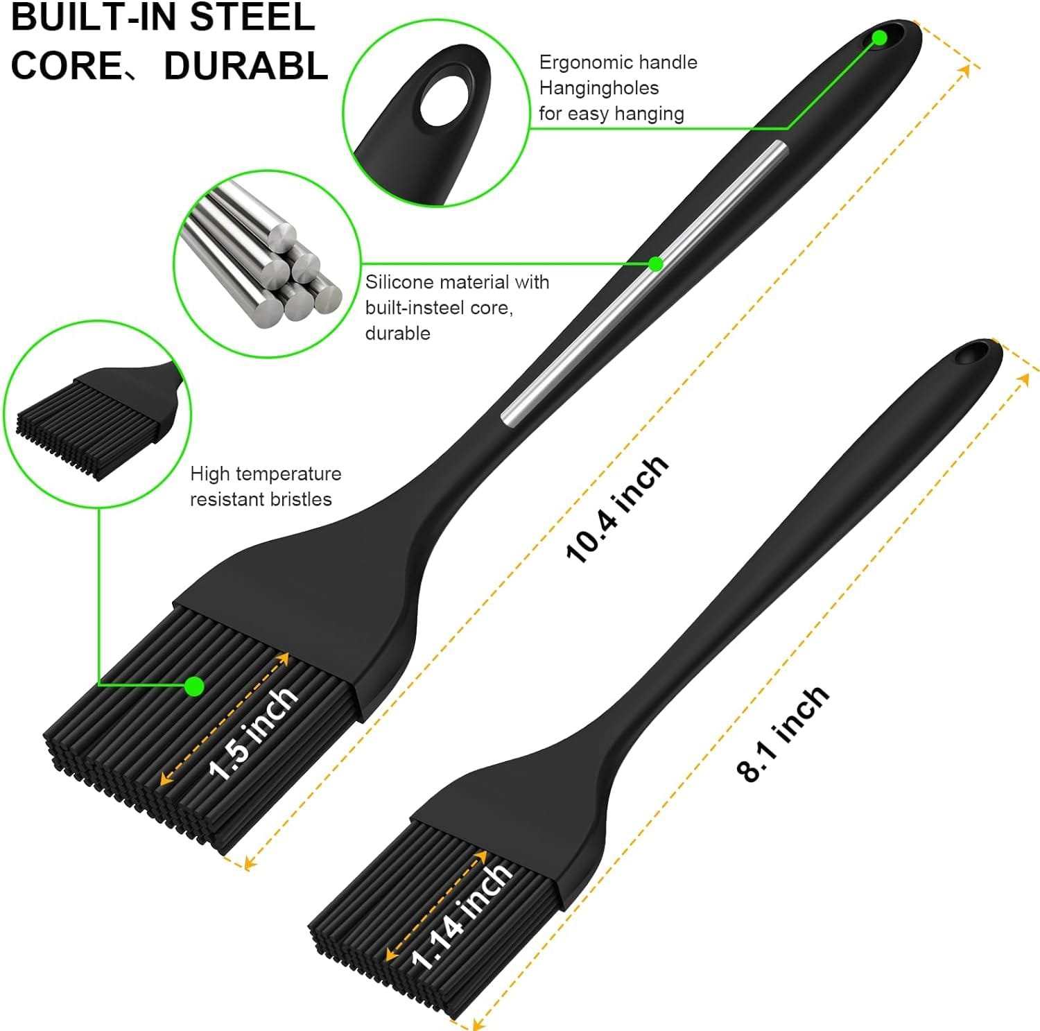 DE LINKAGE Silicone Basting Pastry Brush, Heat Resistant Cooking Brush for Oil and Sauce. BPA Free and Dishwasher Safe (2 Pcs).