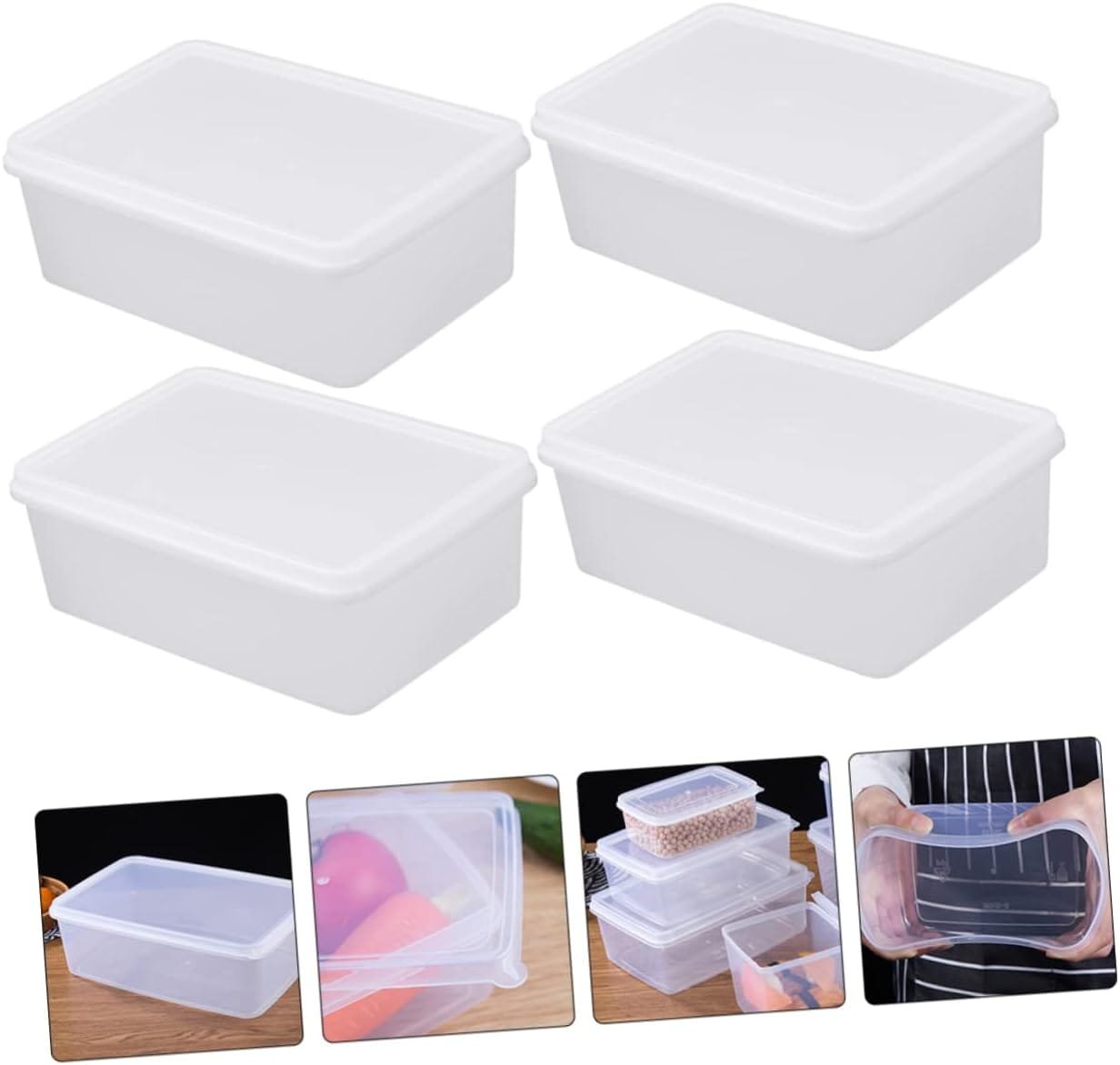 DEARMAMY 18 Pcs Plastic Storage Box Convenient Food Container Fridge Mini Storage Bins Compact Food Container Fridge Drawer Reusable Food Container Refrigerator Supplies Household re-usable
