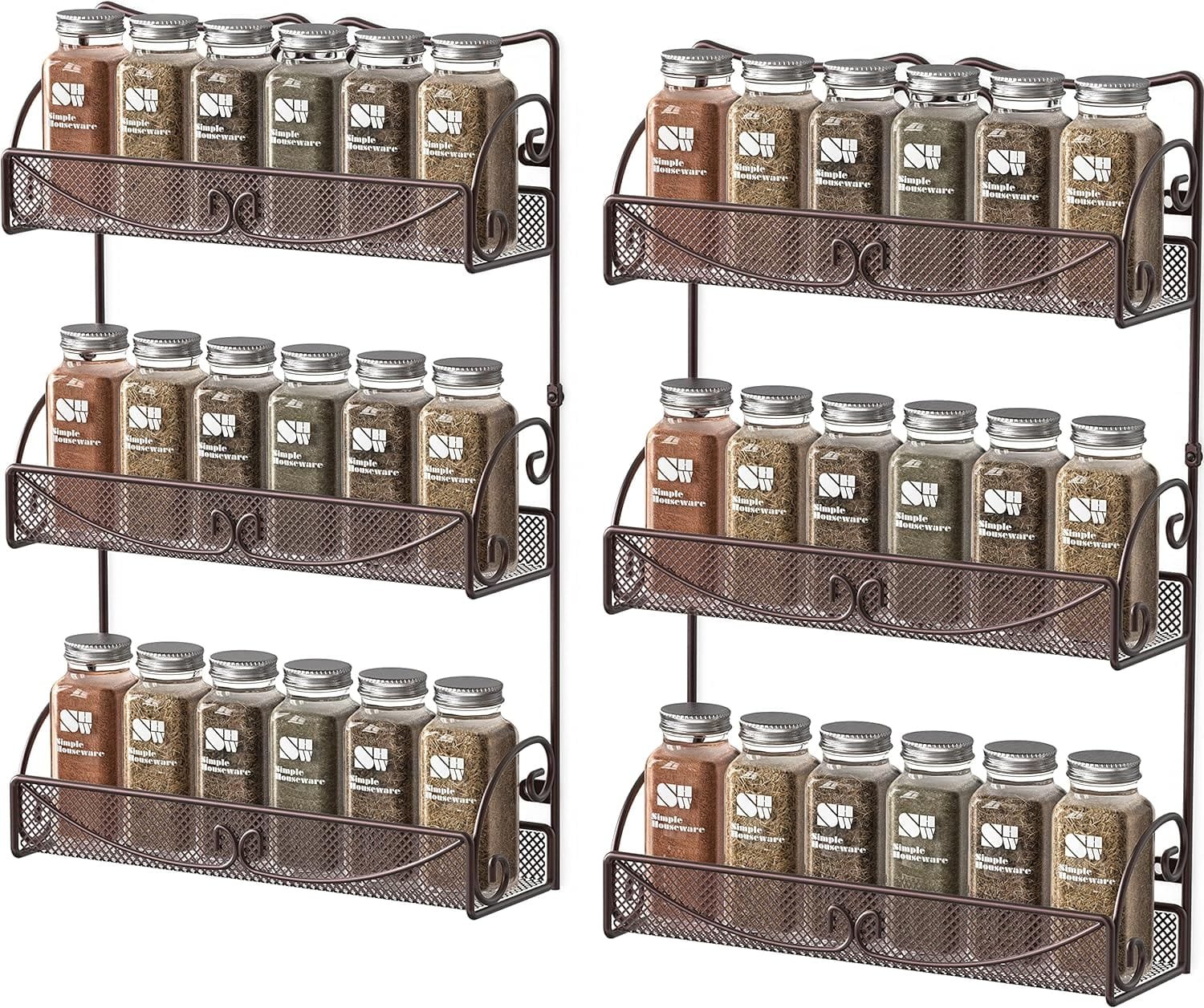 Deco Brothers 3 Tier Wall Mounted Hanging Spice Rack, Bronze
