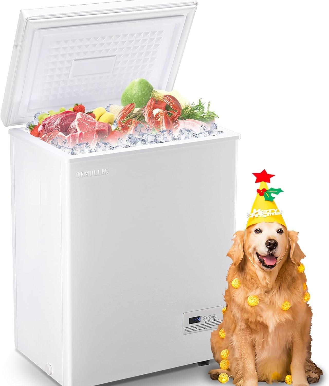 DEMULLER 3.5 Cu.Ft Chest Freezer with 2 Removable Baskets Compact Mini Deep Freezers Electronic Thermostat (50℉ to -12℉)  Stay-Open Lid  Manual Defrost, Garage Kitchen Basement Apartment, White DEMULLER 3.5 Cu.Ft Chest Freezer with 2 Removable Baskets Compact Mini Deep Freezers Electronic Thermostat (50℉ to -12℉)  Stay-Open Lid  Manual Defrost, Garage Kitchen Basement Apartment, White