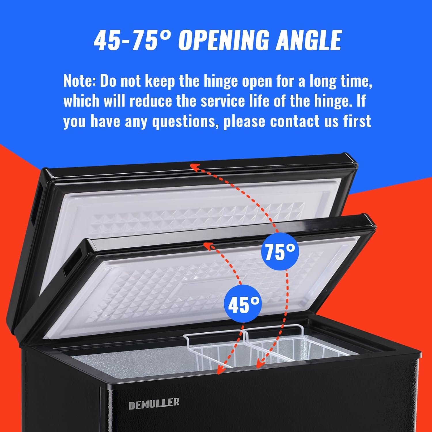 DEMULLER 5.0 CU.FT Deep Freezer Top Open Door Compact Freezer Chest Freezer with Removable Storage Basket for Home Kitchen Garage DEMULLER 5.0 CU.FT Deep Freezer Top Open Door Compact Freezer Chest Freezer with Removable Storage Basket for Home Kitchen Garage