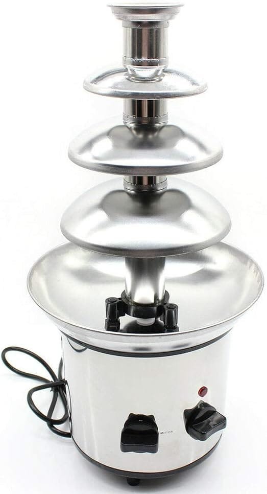DENESTUS Nostalgia Hot Chocolate Fountain Fondue Commercial Stainless Steel Luxury Party Wedding Restaurant Hotel Perfect For Kids Nacho Cheese, BBQ Sauce, Ranch Quiet Motor 4 Tiers DENESTUS Nostalgia Hot Chocolate Fountain Fondue Commercial Stainless Steel Luxury Party Wedding Restaurant Hotel Perfect For Kids Nacho Cheese, BBQ Sauce, Ranch Quiet Motor 4 Tiers