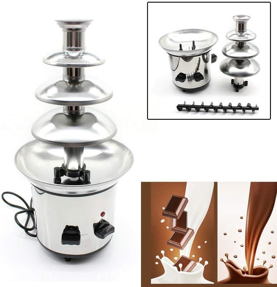 DENESTUS Nostalgia Hot Chocolate Fountain Fondue Commercial Stainless Steel Luxury Party Wedding Restaurant Hotel Perfect For Kids Nacho Cheese, BBQ Sauce, Ranch Quiet Motor 4 Tiers DENESTUS Nostalgia Hot Chocolate Fountain Fondue Commercial Stainless Steel Luxury Party Wedding Restaurant Hotel Perfect For Kids Nacho Cheese, BBQ Sauce, Ranch Quiet Motor 4 Tiers