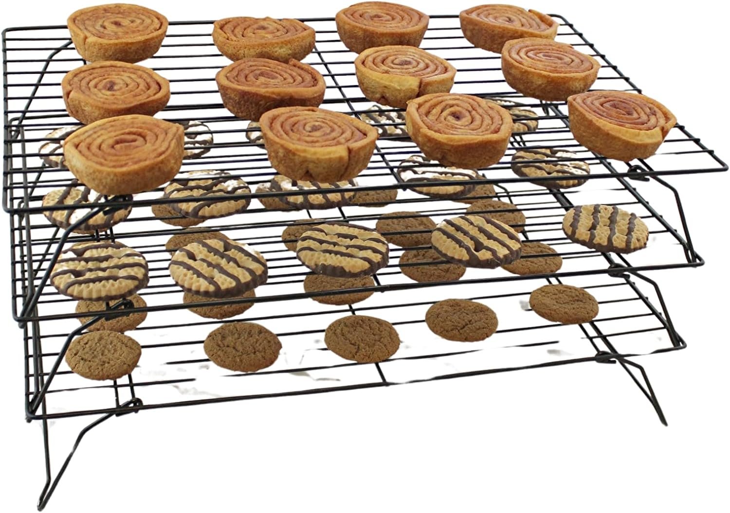 Dependable Industries 3-Tier Stackable Metal Cooling Rack - Non-Stick BPA-Free - Heat-Resistant, Food-Safe Design for Baked Goods: Cookies, Muffins, Cakes, Breads, and Biscuits Dependable Industries 3-Tier Stackable Metal Cooling Rack - Non-Stick BPA-Free - Heat-Resistant, Food-Safe Design for Baked Goods: Cookies, Muffins, Cakes, Breads, and Biscuits