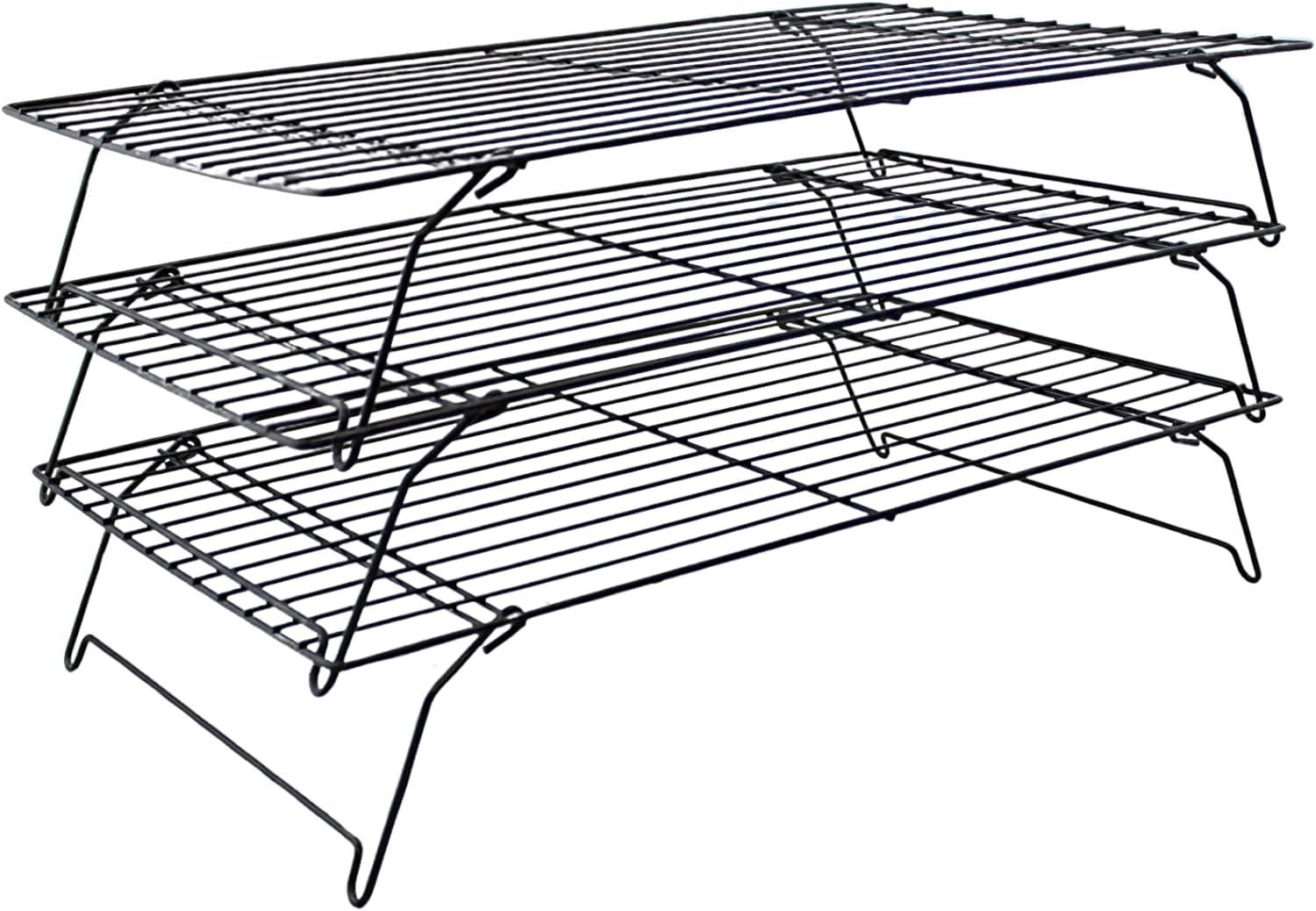Dependable Industries 3-Tier Stackable Metal Cooling Rack - Non-Stick BPA-Free - Heat-Resistant, Food-Safe Design for Baked Goods: Cookies, Muffins, Cakes, Breads, and Biscuits Dependable Industries 3-Tier Stackable Metal Cooling Rack - Non-Stick BPA-Free - Heat-Resistant, Food-Safe Design for Baked Goods: Cookies, Muffins, Cakes, Breads, and Biscuits