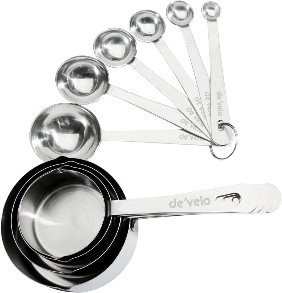 DEVELO Stainless Steel Measuring Cups  Spoons Set, Cups and Spoons, Kitchen Gadgets for Cooking  Baking (4+6) DEVELO Stainless Steel Measuring Cups  Spoons Set, Cups and Spoons, Kitchen Gadgets for Cooking  Baking (4+6)