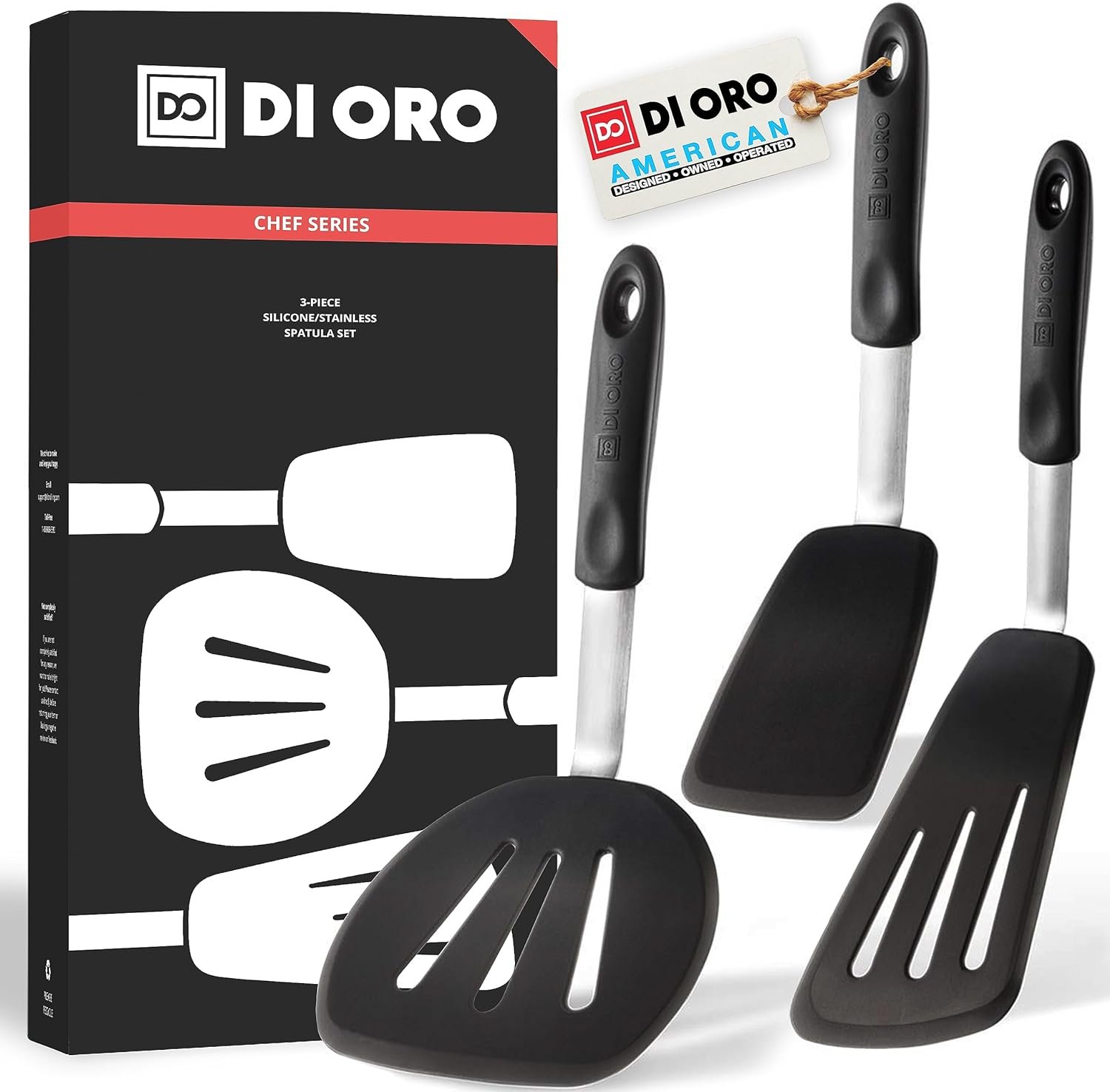 DI ORO Egg Spatula - Silicone Turner Spatula for Cooking - Spatula for Nonstick Cookware Heat-Resistant - High Heat Thin Spatula  Flexible Turner - Kitchen Flipper BPA Free  Dishwasher Safe