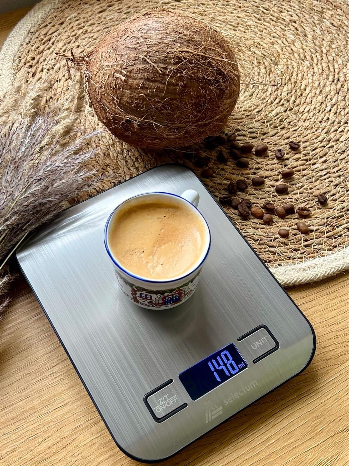 Digital Kitchen Food Scale, Max 11 lb, Stainless Steel, Backlit Silver, LCD Display, Tare Function, Automatic Shutdown, 6 Measurement Units: kg, g, lb, oz, ml, Milk (Batteries Included) by Selectum