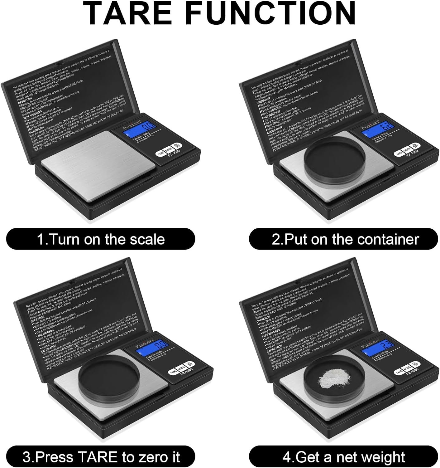 𝗙𝘂𝘇𝗶𝗼𝗻 Digital Pocket Scale Precision 1000g/0.1g, Small Digital Scales Grams Ounces Grains, Herb Scale, Jewelry Scale, Portable Travel Food Scale