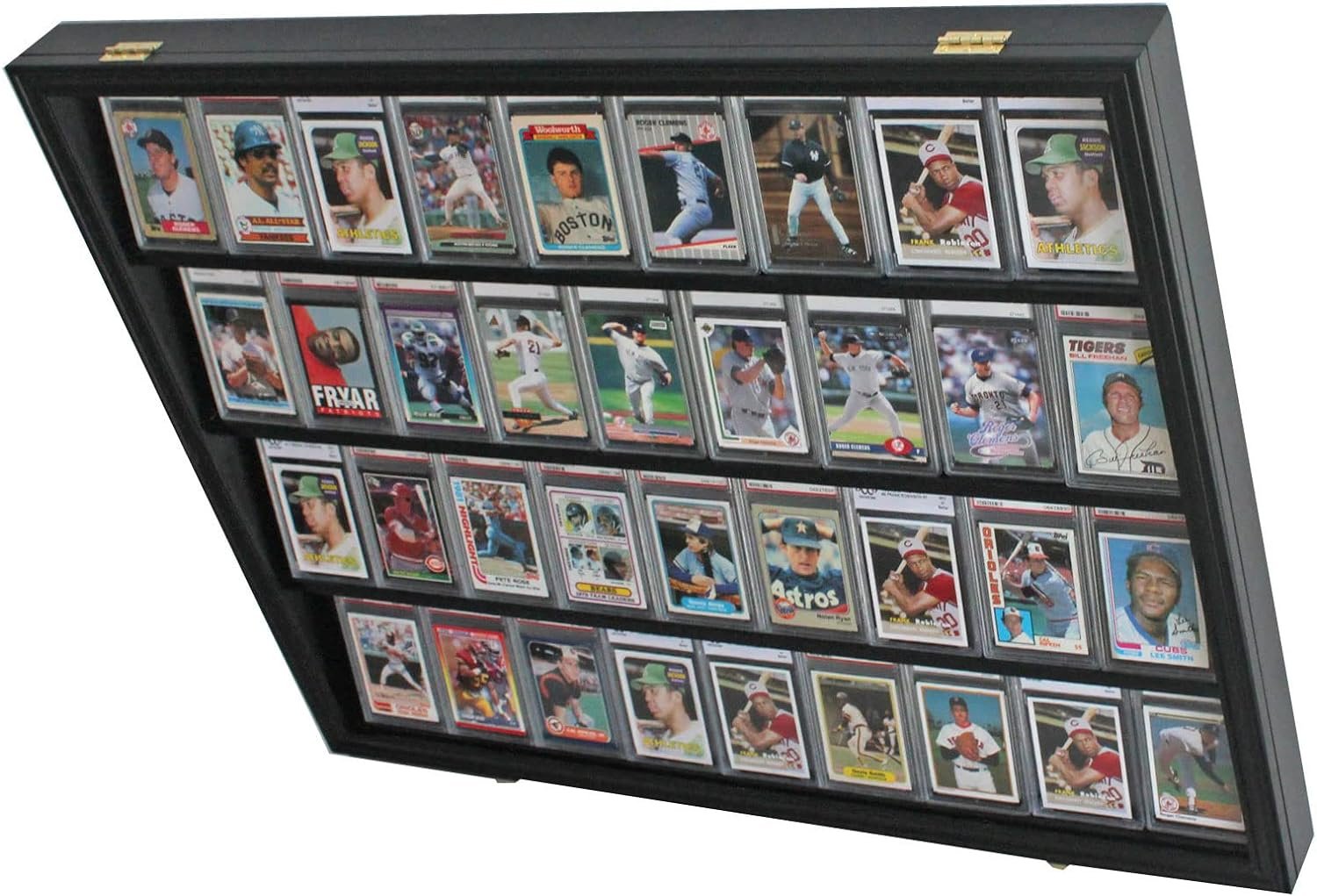 DisplayGifts Pro UV 36 Graded Sports Card Display Case for Football Baseball Basketball Hockey Comic Trading Cards Horizontal (Black Finish)