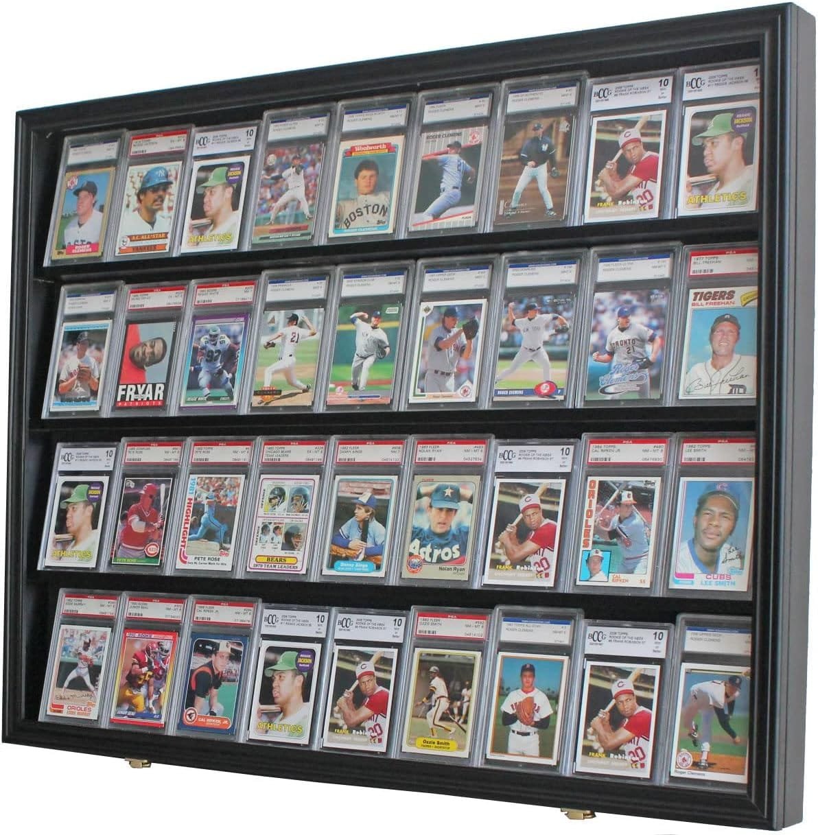DisplayGifts Pro UV 36 Graded Sports Card Display Case for Football Baseball Basketball Hockey Comic Trading Cards Horizontal (Black Finish)
