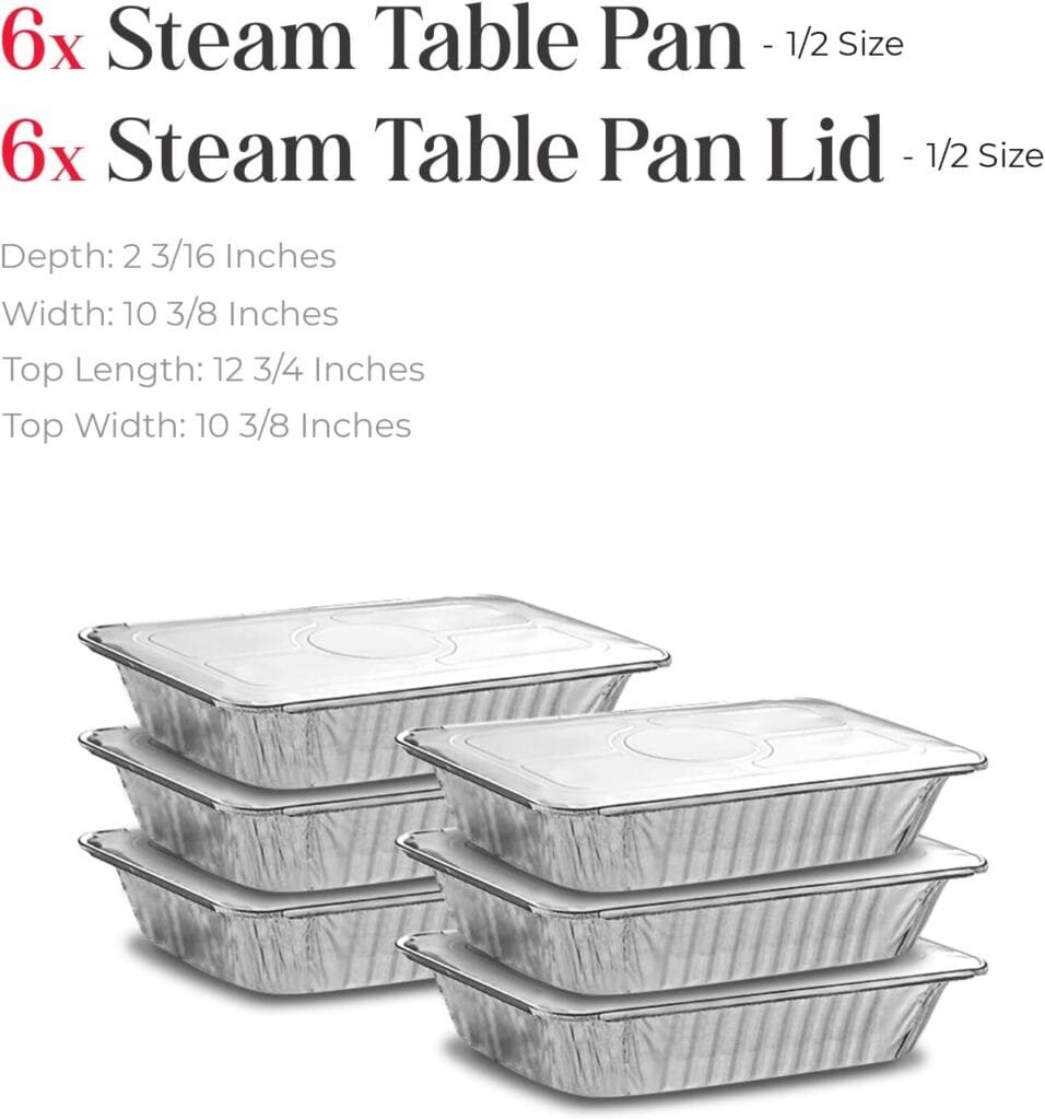 Disposable Chafing Dish Buffet Set, Food Warmers for Parties, Catering Supplies Buffet Display, Complete Premium Set, Half Size Single Pan, Warming Trays (6 Pack) Disposable Chafing Dish Buffet Set, Food Warmers for Parties, Catering Supplies Buffet Display, Complete Premium Set, Half Size Single Pan, Warming Trays (6 Pack)