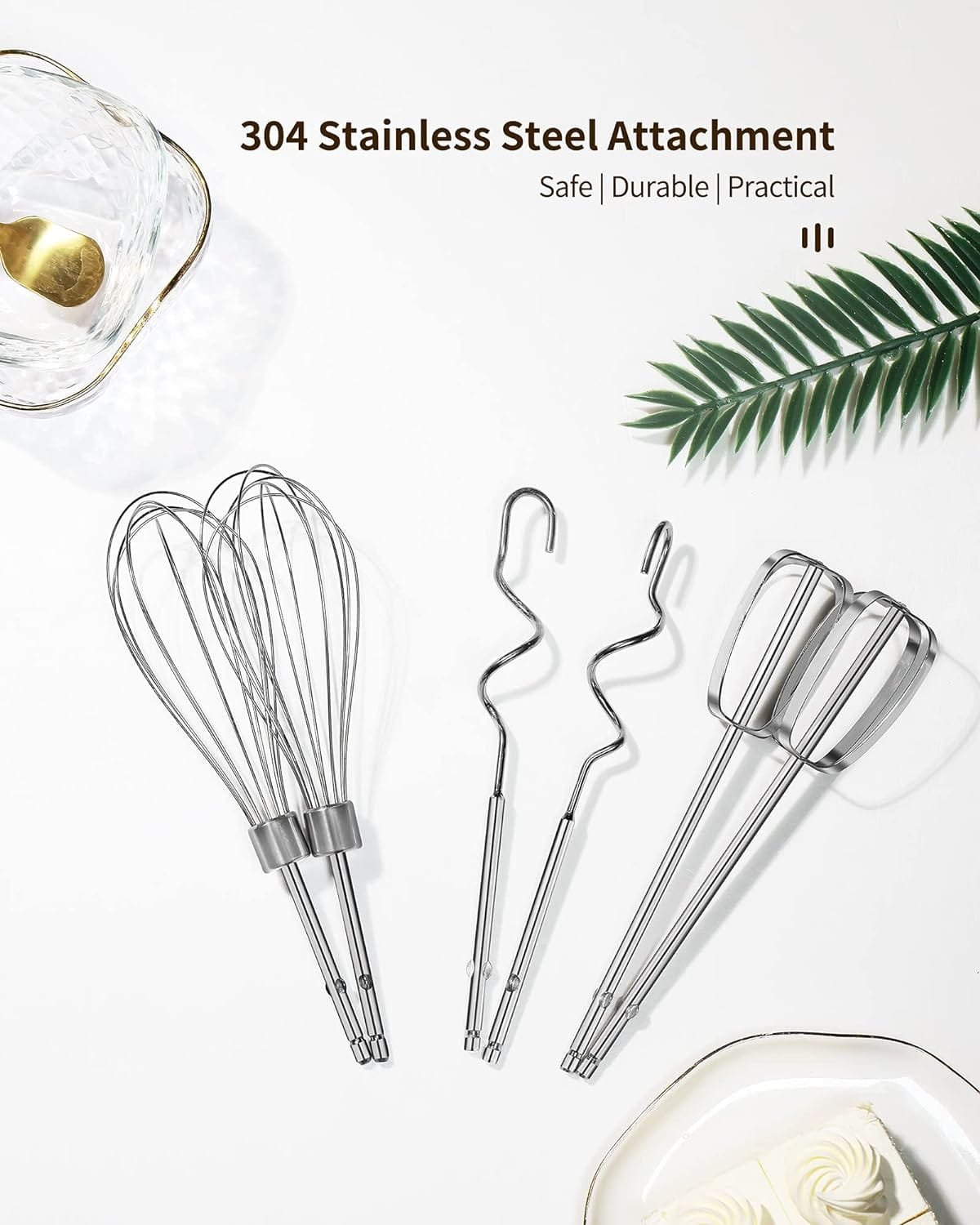 DmofwHi Hand Mixer Electric,5-Speed Mixer Electric Handheld with 6 Stainless Steel Accessories and Storage Case, Electric Mixer for Cake, Cream, Brownies(White)