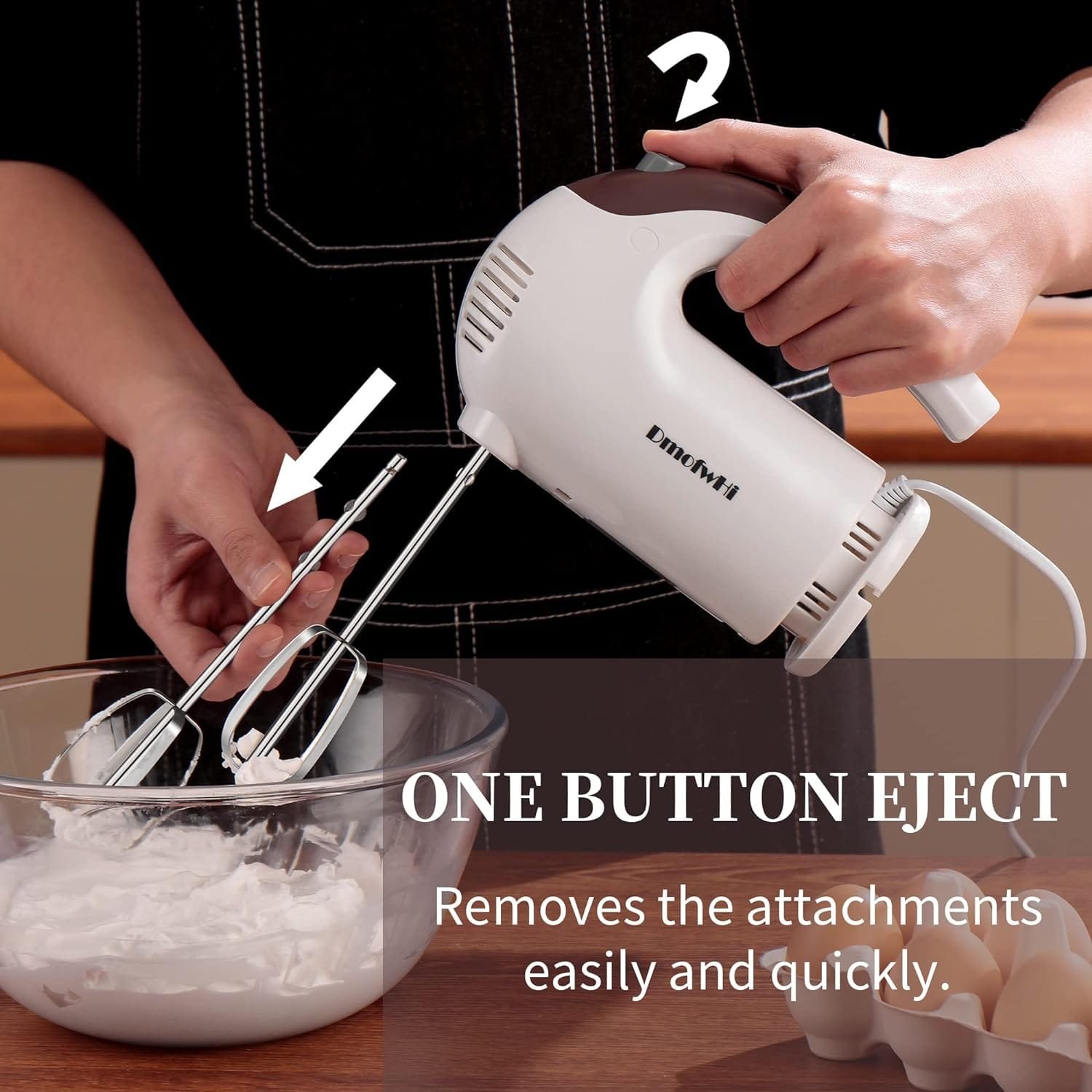 DmofwHi Hand Mixer Electric,5-Speed Mixer Electric Handheld with 6 Stainless Steel Accessories and Storage Case, Electric Mixer for Cake, Cream, Brownies(White)