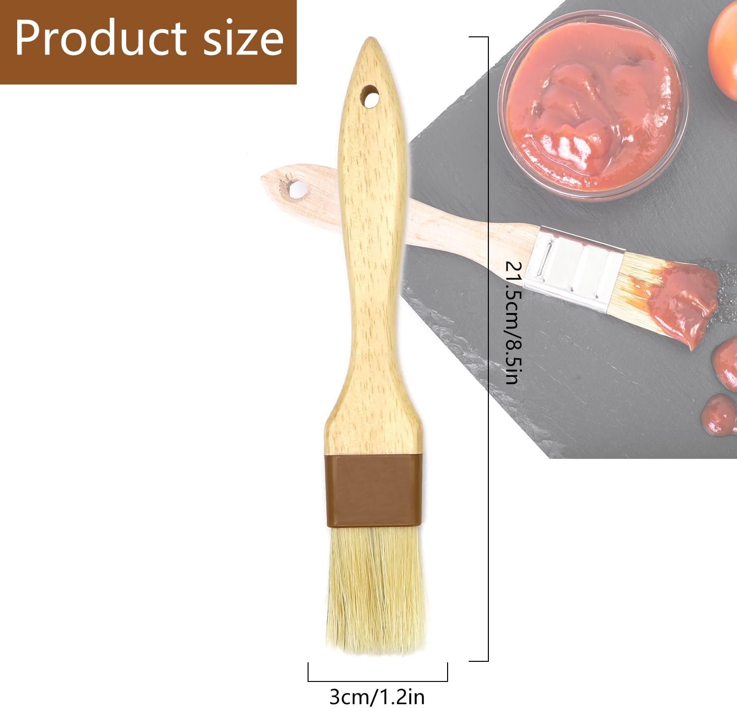 Dohia Pastry Basting Brushes BBQ Brush Oil Brushes Boar Bristle Brushes Basting Brush Kitchen Brush for Oil Egg Spread Marinade Sauce D2-SKZMS (Small)