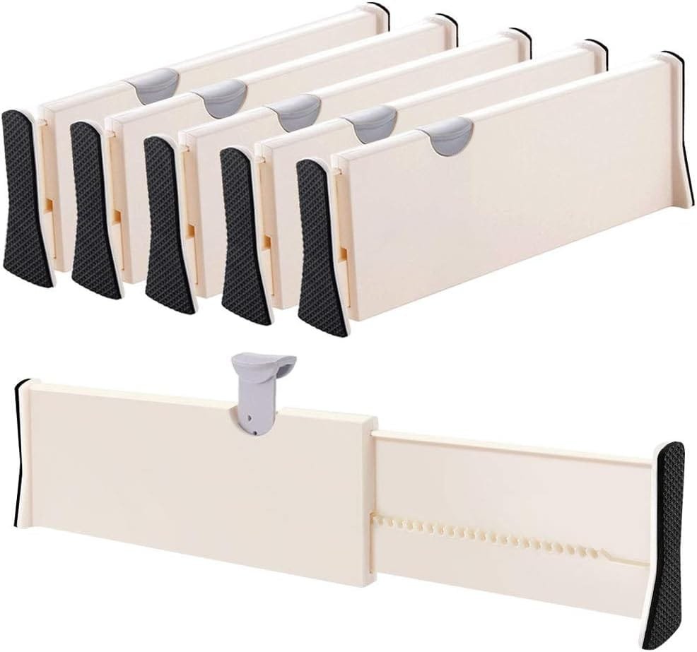 Drawer Dividers Organizer 5 Pack, Adjustable Separators 4 High Expandable from 11-17 for Bedroom, Bathroom, Closet,Clothing, Office, Kitchen Storage, Strong Secure Hold, Foam Ends, Locks in Place Drawer Dividers Organizer 5 Pack, Adjustable Separators 4 High Expandable from 11-17 for Bedroom, Bathroom, Closet,Clothing, Office, Kitchen Storage, Strong Secure Hold, Foam Ends, Locks in Place