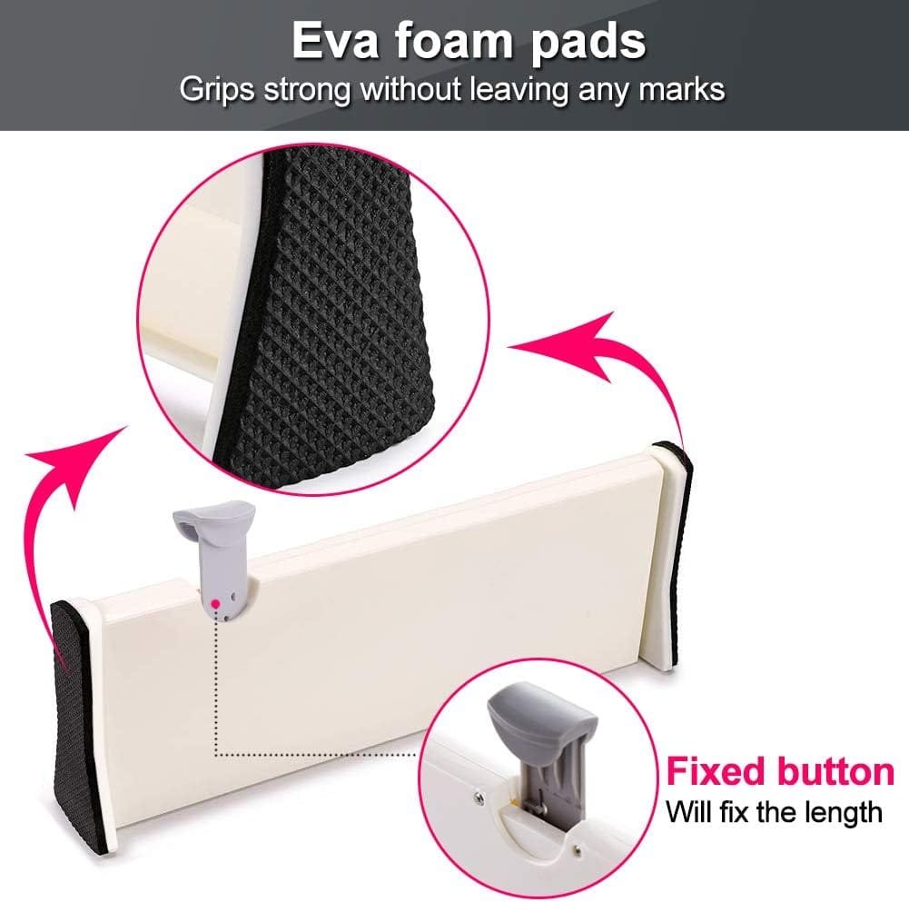 Drawer Dividers Organizer 5 Pack, Adjustable Separators 4 High Expandable from 11-17 for Bedroom, Bathroom, Closet,Clothing, Office, Kitchen Storage, Strong Secure Hold, Foam Ends, Locks in Place Drawer Dividers Organizer 5 Pack, Adjustable Separators 4 High Expandable from 11-17 for Bedroom, Bathroom, Closet,Clothing, Office, Kitchen Storage, Strong Secure Hold, Foam Ends, Locks in Place