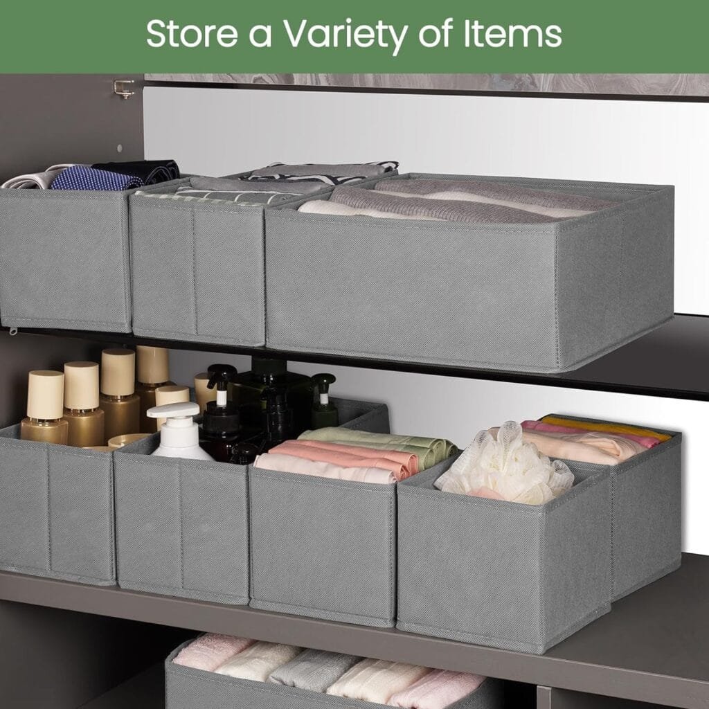 Drawer Organizer Clothes, 8 Pack Underwear Drawer Organizer, Foldable Closet Organizers and Storage Dresser Drawer Dividers for Clothes, Socks, Scarves, Ties (Gray) Drawer Organizer Clothes, 8 Pack Underwear Drawer Organizer, Foldable Closet Organizers and Storage Dresser Drawer Dividers for Clothes, Socks, Scarves, Ties (Gray)