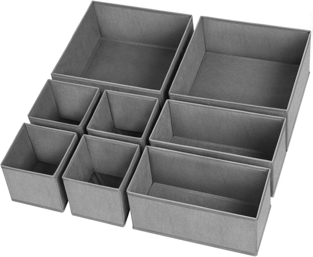 Drawer Organizer Clothes, 8 Pack Underwear Drawer Organizer, Foldable Closet Organizers and Storage Dresser Drawer Dividers for Clothes, Socks, Scarves, Ties (Gray) Drawer Organizer Clothes, 8 Pack Underwear Drawer Organizer, Foldable Closet Organizers and Storage Dresser Drawer Dividers for Clothes, Socks, Scarves, Ties (Gray)