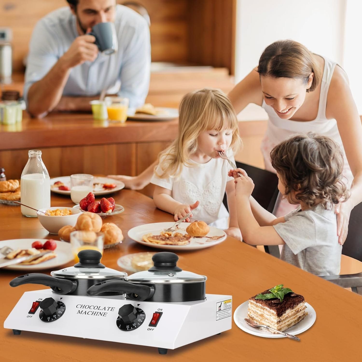 Dual Chocolate Melting Pots with Independent Temperature Controls Chocolate Tempering Machine with Removable Pots for Fast, Precise Melting and Heating of Chocolate, Candy, Butter, Cheese