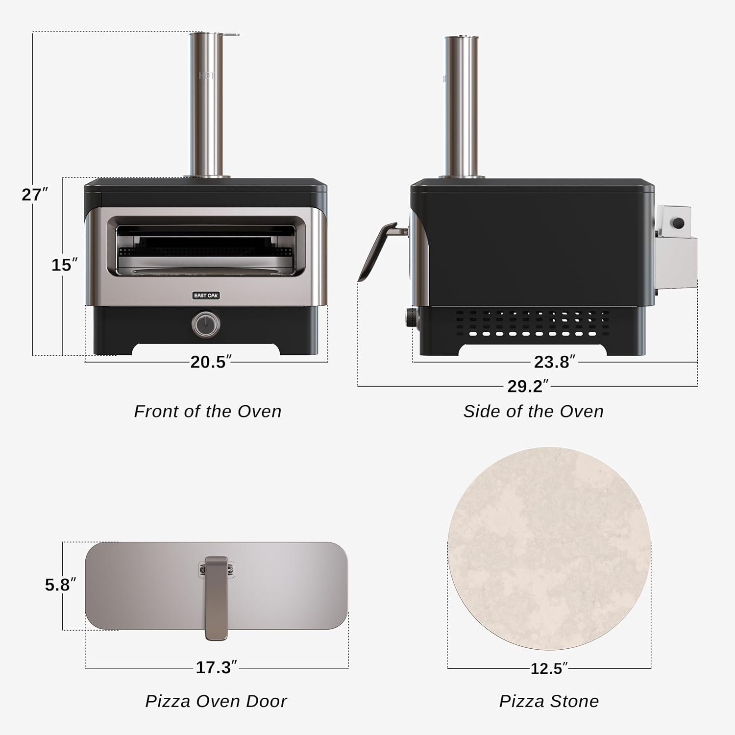 EAST OAK 12 Outdoor Pizza Oven with 360° Rotating Stone, Wood Fired Countertop Pizza Maker, Safe Pellet Filling, Outside Kitchen, Cooking, BBQ EAST OAK 12 Outdoor Pizza Oven with 360° Rotating Stone, Wood Fired Countertop Pizza Maker, Safe Pellet Filling, Outside Kitchen, Cooking, BBQ