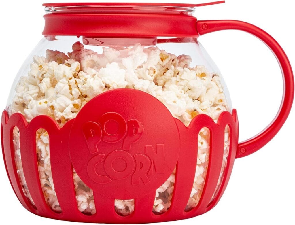 Ecolution Patented Micro-Pop Microwave Popcorn Popper with Temperature Safe Glass, 3-in-1 Lid Measures Kernels and Melts Butter, Made Without BPA, Dishwasher Safe, 3-Quart, Red Ecolution Patented Micro-Pop Microwave Popcorn Popper with Temperature Safe Glass, 3-in-1 Lid Measures Kernels and Melts Butter, Made Without BPA, Dishwasher Safe, 3-Quart, Red