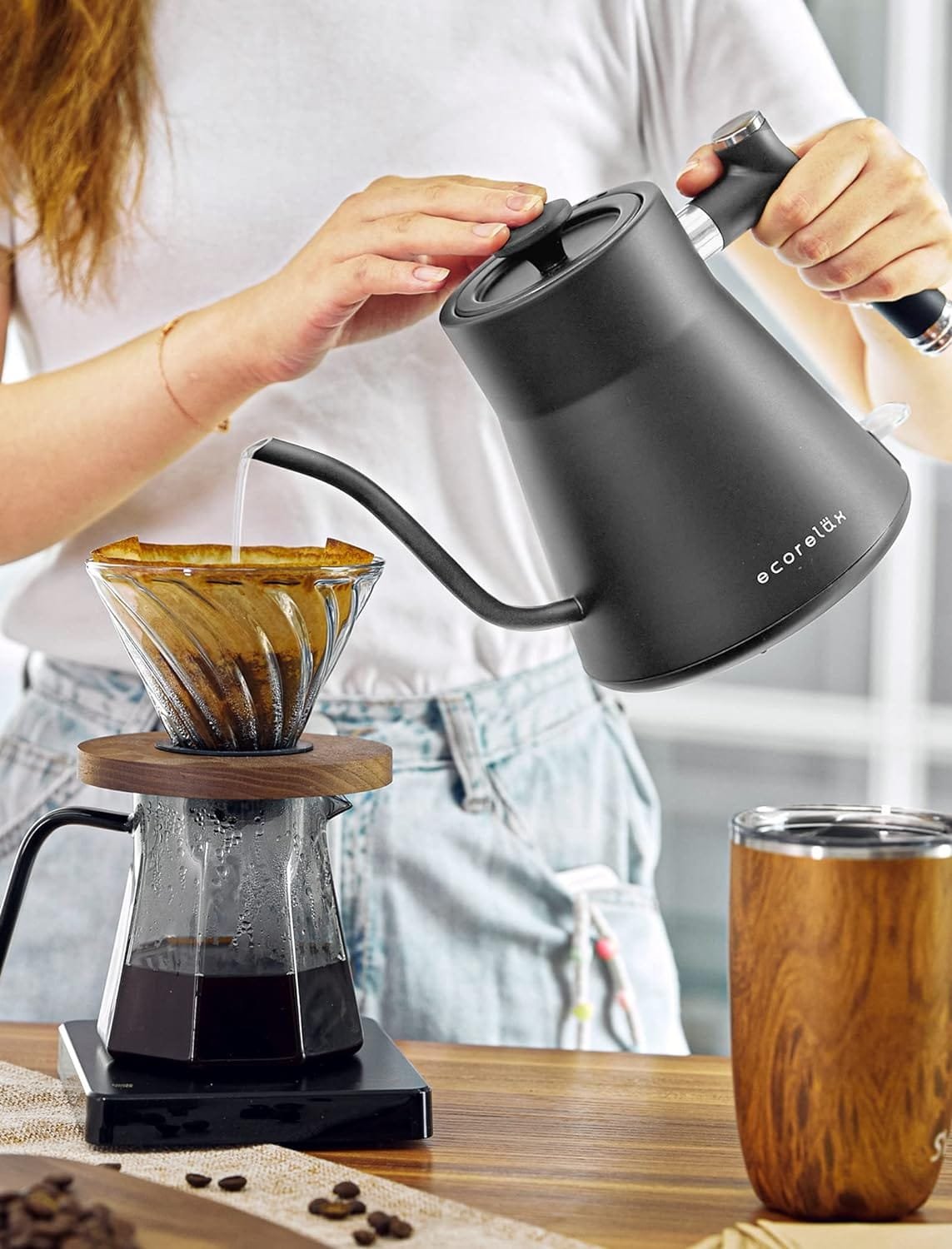 ECORELAX Gooseneck Electric Kettle, Pour Over Coffee and Tea Kettle, 100% Stainless Steel Inner with Leak Proof Design, 1200W Rapid Heating, Strix Boil-Dry Protection, 0.8L, Matte White ECORELAX Gooseneck Electric Kettle, Pour Over Coffee and Tea Kettle, 100% Stainless Steel Inner with Leak Proof Design, 1200W Rapid Heating, Strix Boil-Dry Protection, 0.8L, Matte White