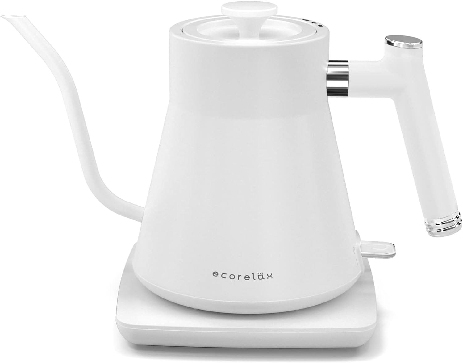 ECORELAX Gooseneck Electric Kettle, Pour Over Coffee and Tea Kettle, 100% Stainless Steel Inner with Leak Proof Design, 1200W Rapid Heating, Strix Boil-Dry Protection, 0.8L, Matte White ECORELAX Gooseneck Electric Kettle, Pour Over Coffee and Tea Kettle, 100% Stainless Steel Inner with Leak Proof Design, 1200W Rapid Heating, Strix Boil-Dry Protection, 0.8L, Matte White