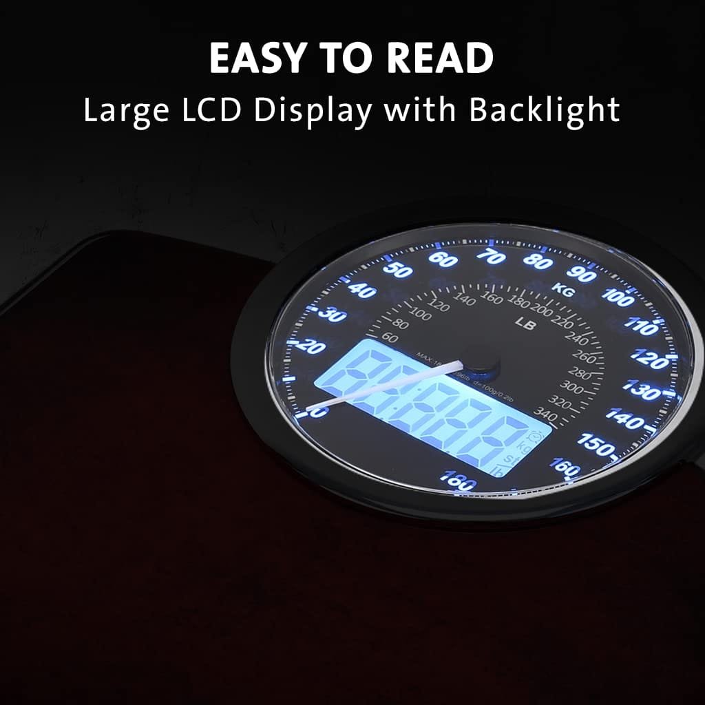 EILISON Highly Advance 2-in-1 Digital  Analog Weighing Scale for Body Weight-400lbs, 4 High Precison GX Sensor Accurate, Thick Tempered Glass, Extra Large Display (red) (Red)