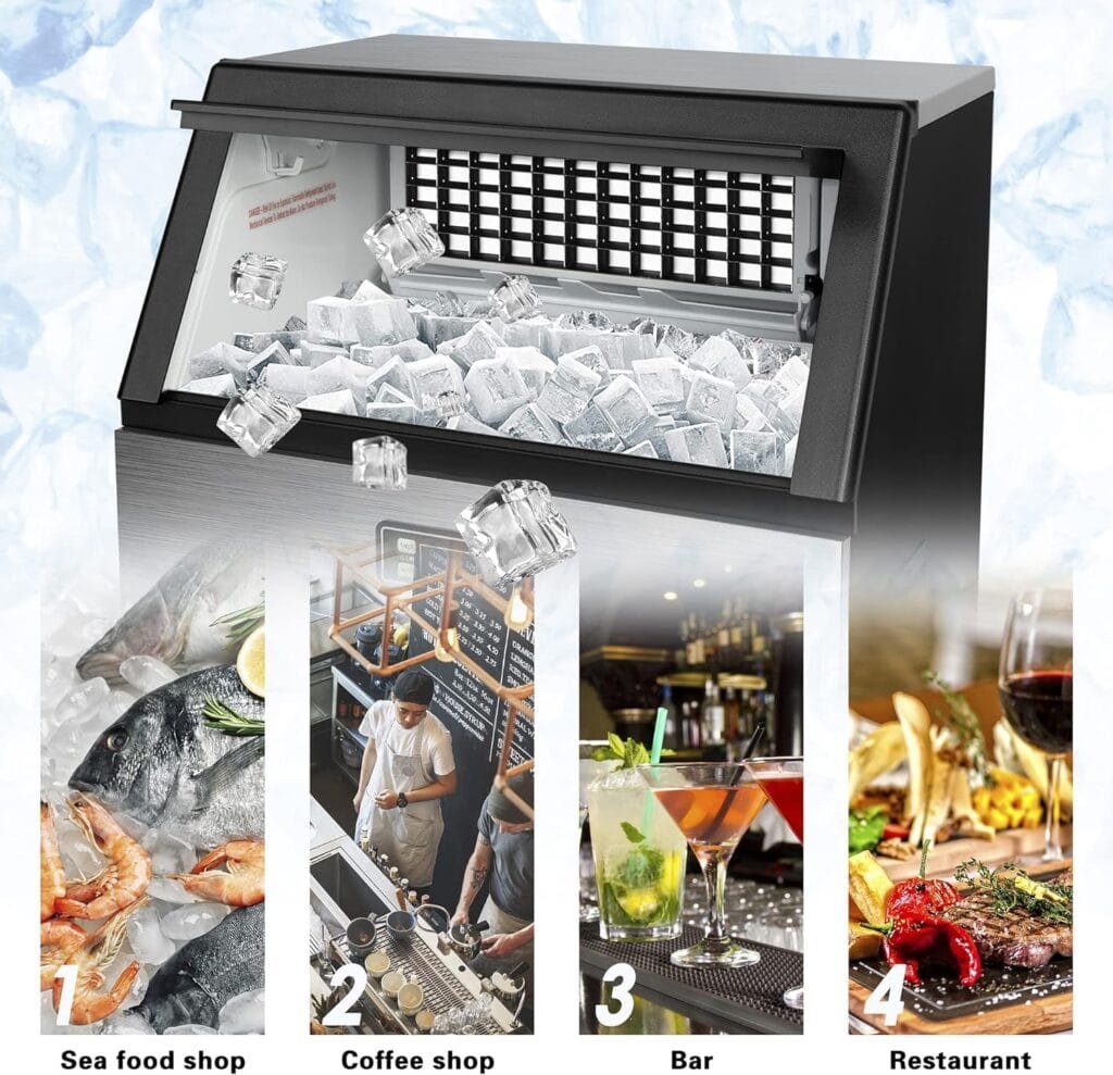 Electactic Ice Maker, Commercial Ice Machine,100Lbs/Day, Stainless Steel Ice Machine with 48 Lbs Capacity, Ideal for Restaurant, Bars, Home and Offices, Includes Scoop