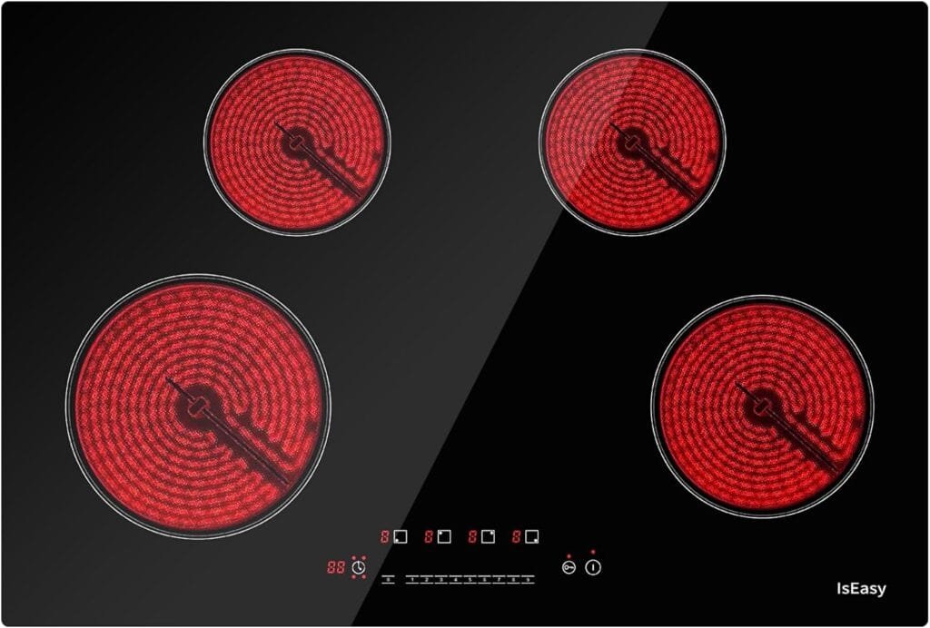 Electric Cooktop 30 inch Ceramic Stove 4 Burners Built-in Stove Top Electric Hot Plate Satin Glass cooktop in Black Touch Sensor Control/Timer/Child Safety Lock/9 Power Levelsr/220-240V 6700W Electric Cooktop 30 inch Ceramic Stove 4 Burners Built-in Stove Top Electric Hot Plate Satin Glass cooktop in Black Touch Sensor Control/Timer/Child Safety Lock/9 Power Levelsr/220-240V 6700W