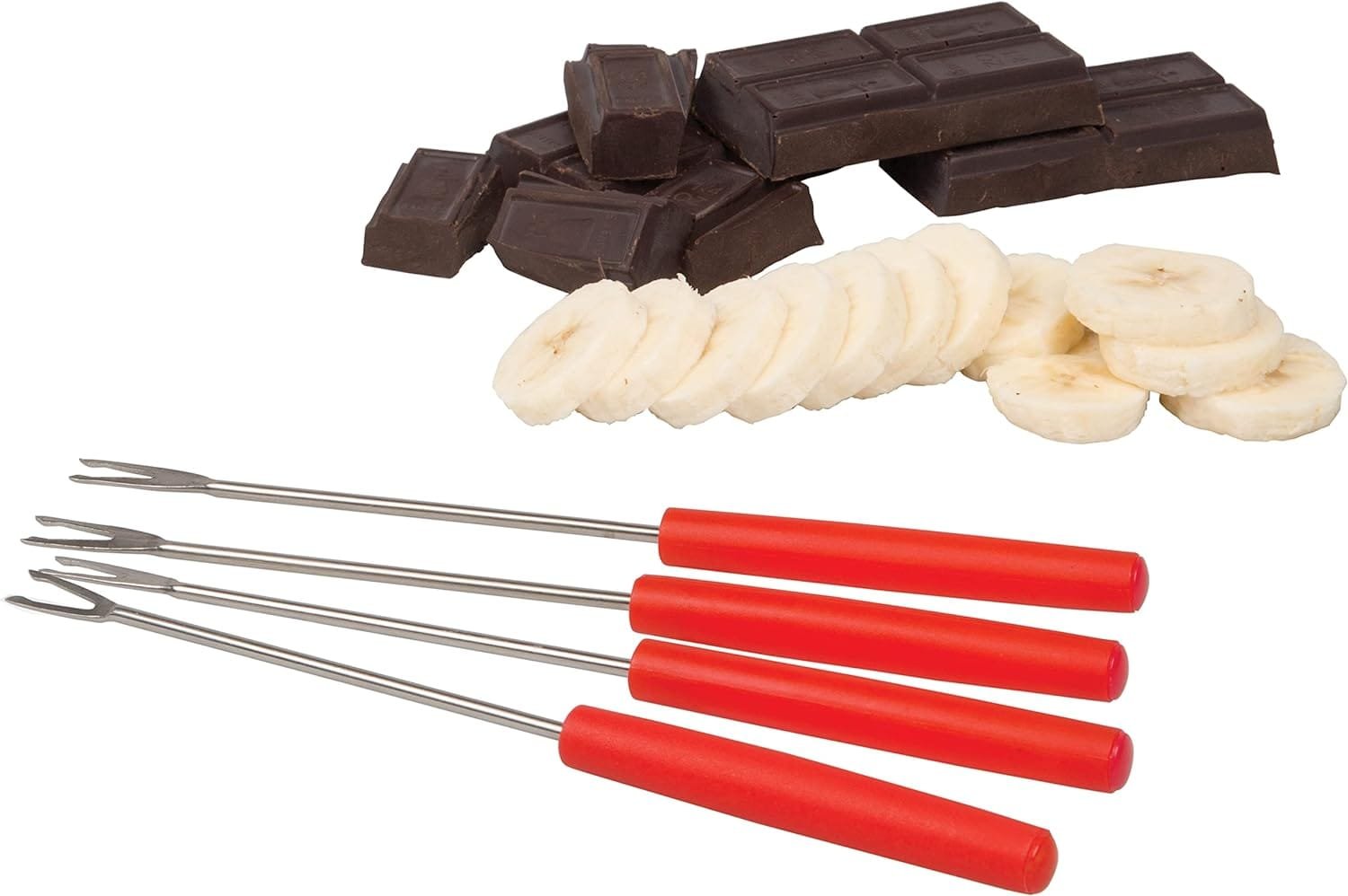 Electric Fondue Maker Deluxe Set w 4 Forks, Removable Serving Tray  Melting/Warming Setting-Great for Dipping Snacks Marshmallows  Bread in Chocolate-Appetizers  Desserts-Easter  Mothers Day Gift